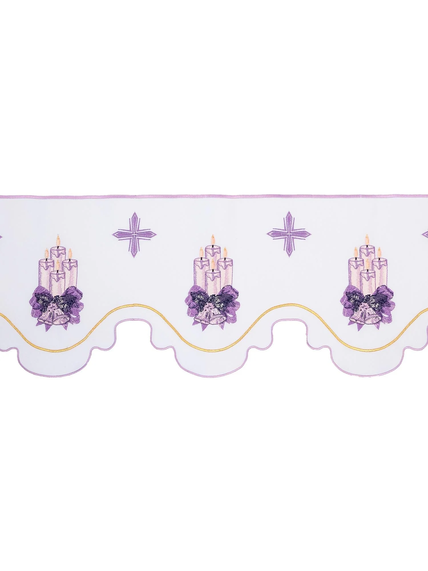 Advent superfrontal in white with purple candles