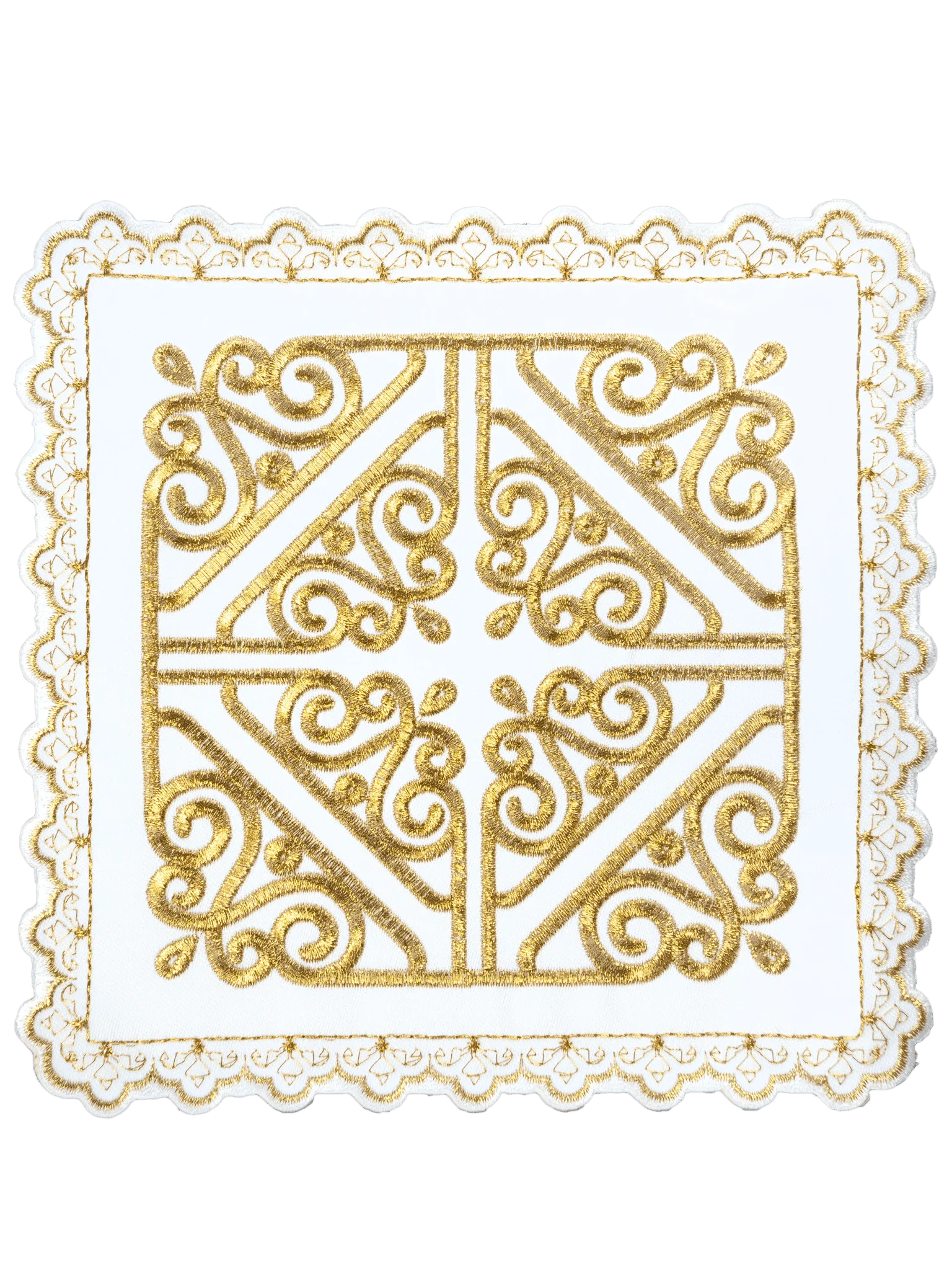 Altar linen set with gold embroidered cross motif - Image 3