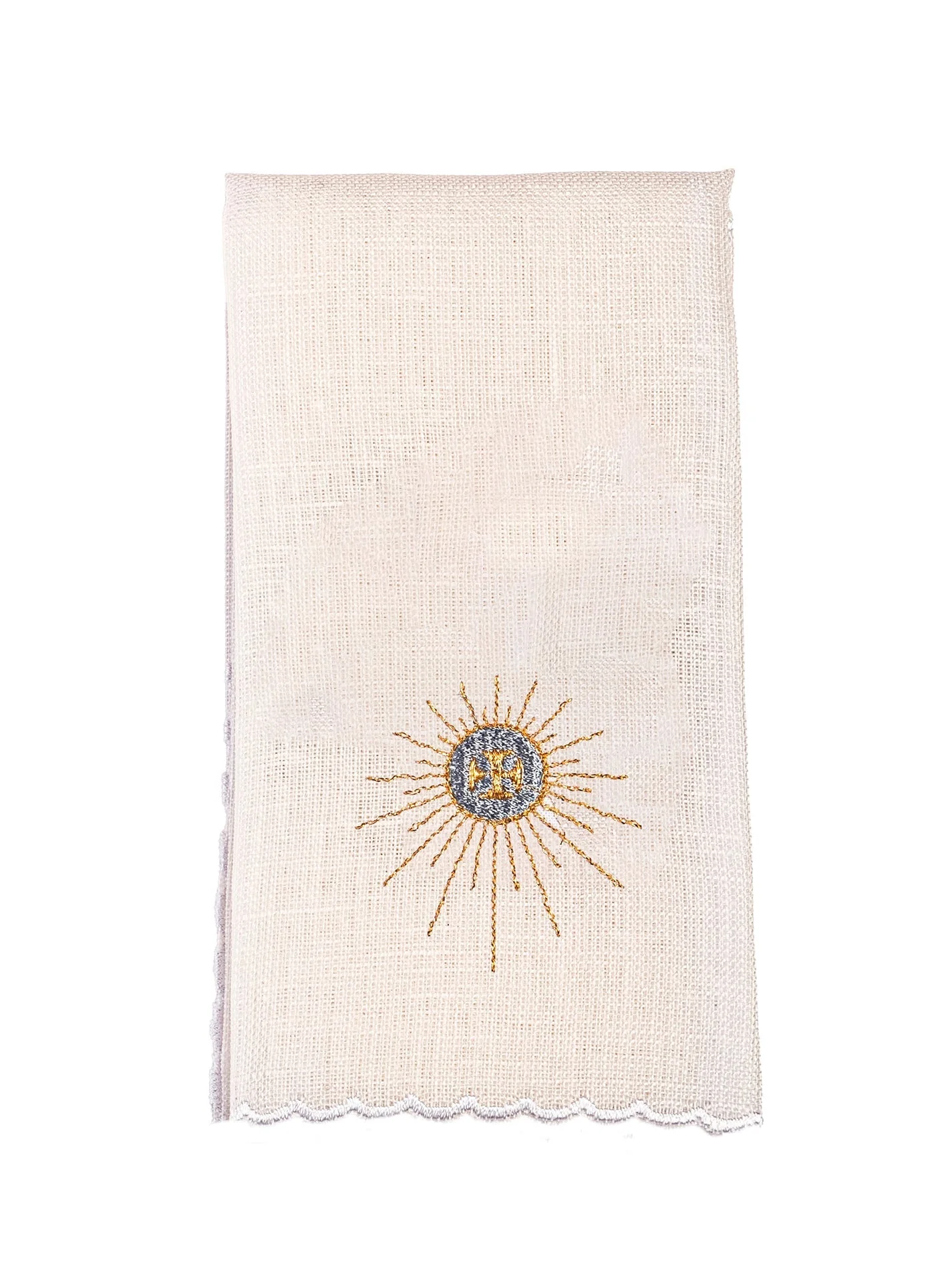 Altar linens set with silver chalice and IHS embroidery - Image 4