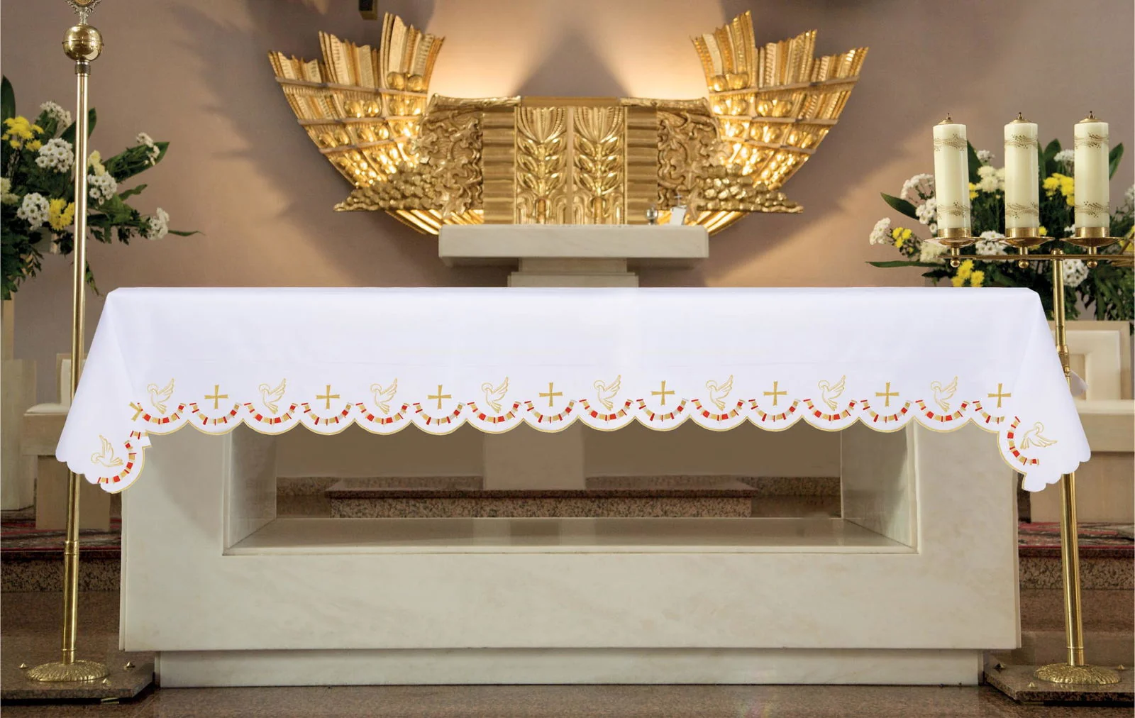 Altar tablecloth by meters, frontal embroidery "Holy Spirit"