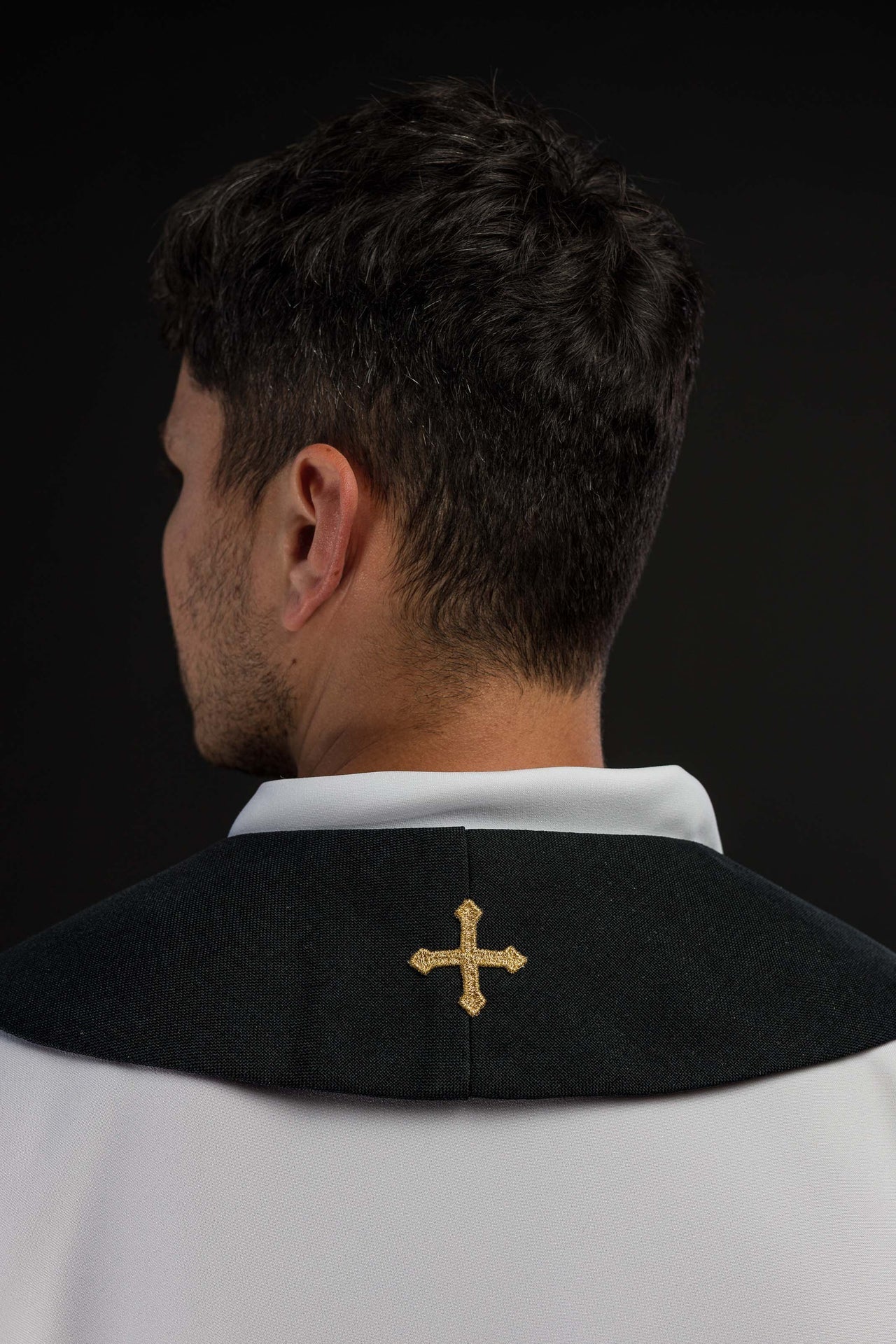 Black Embroidered Stole with IHS Motif - Image 4