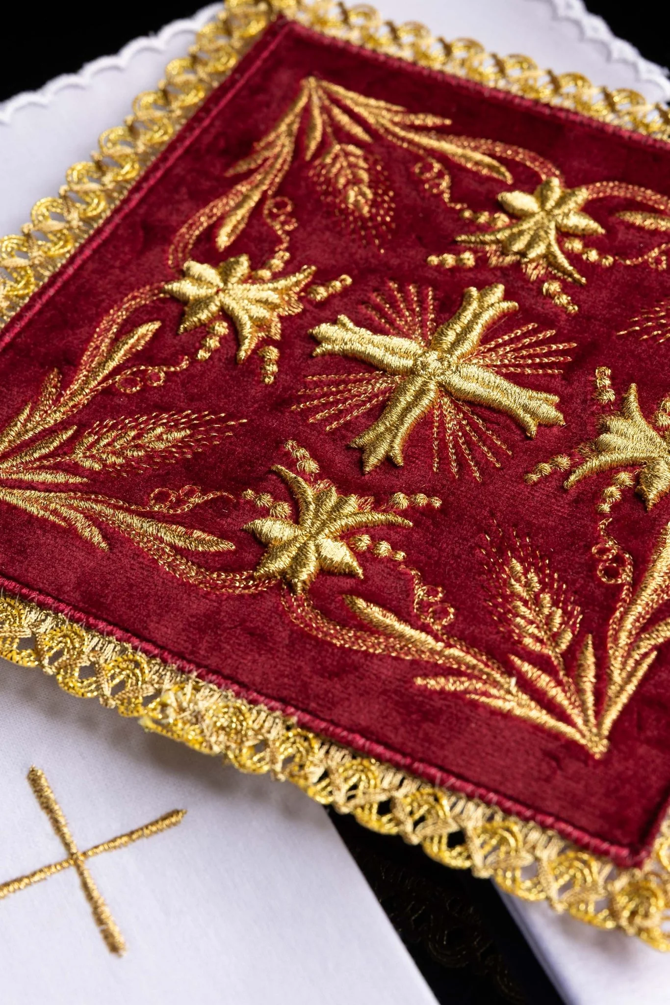 Chalice Linens Embroidered Burgundy Velvet - Image 2
