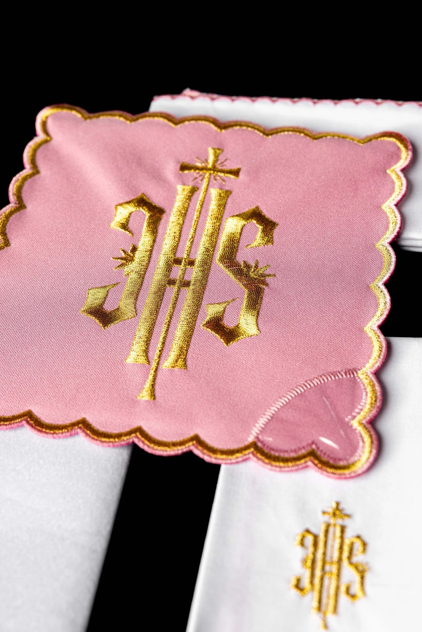 Chalice Linens Embroidered Pink IHS - Image 2