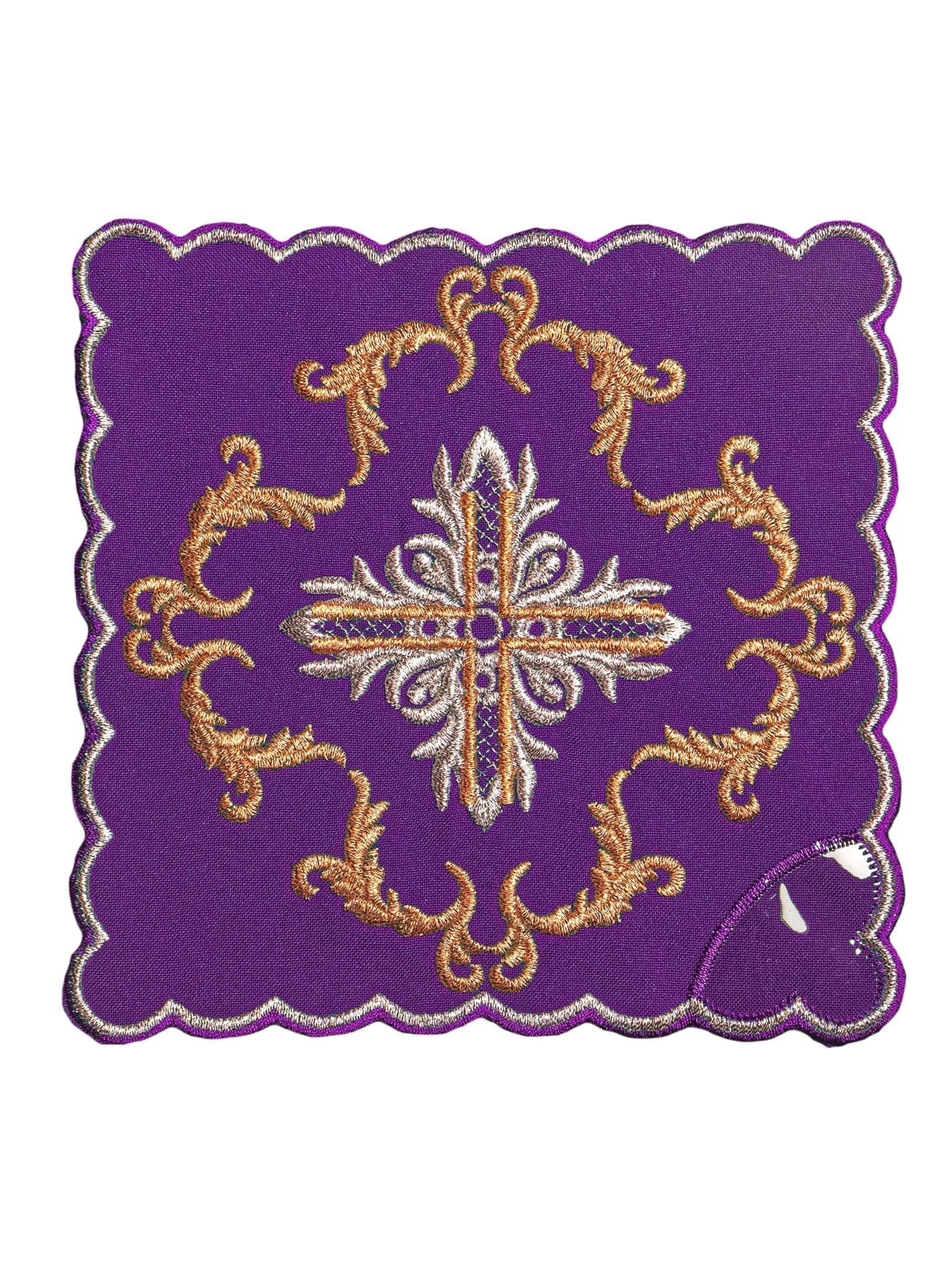 Chalice linens in purple with silver cross - Image 3