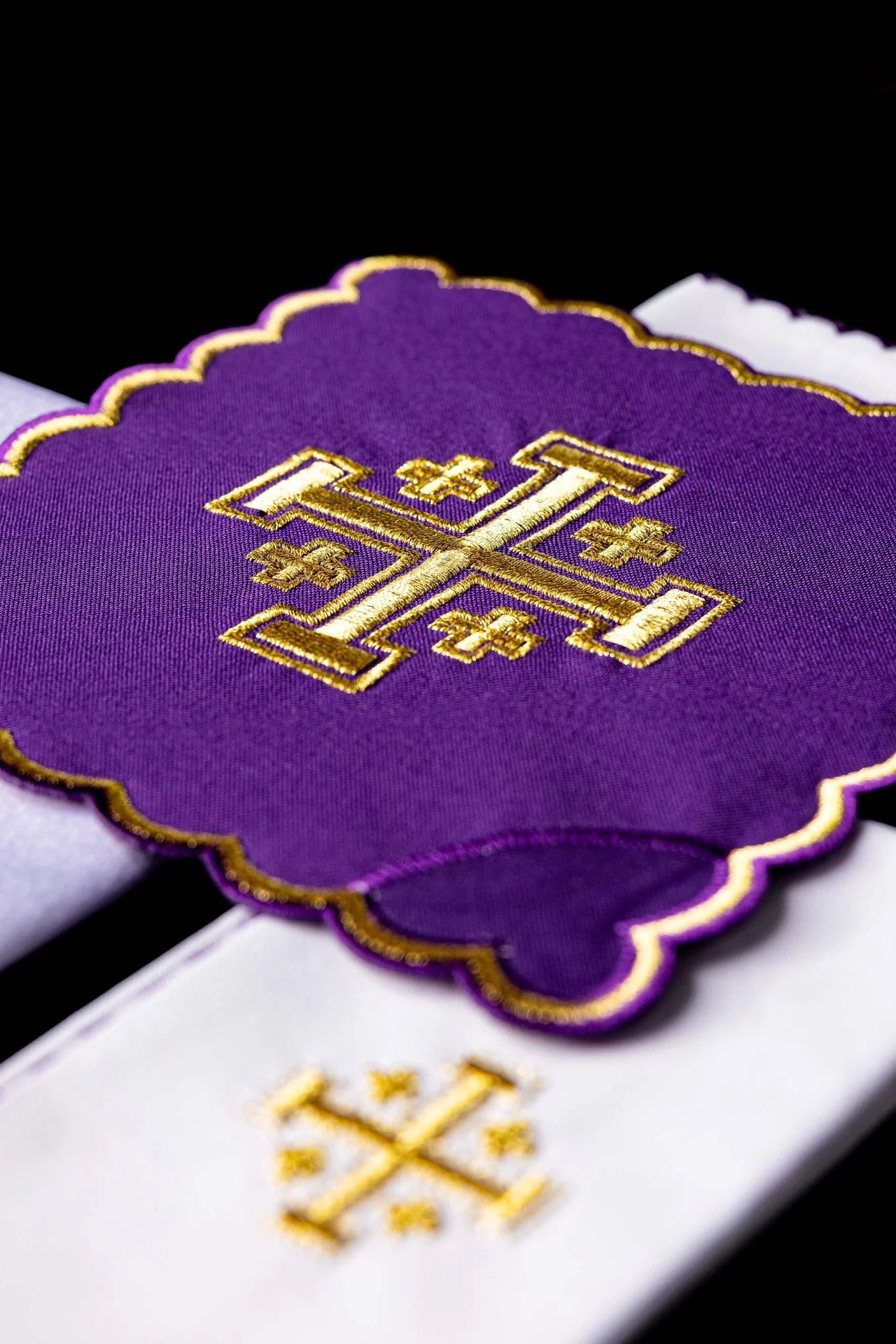Chalice Set with purple Pall and Jerusalem Cross embroidery - Image 4