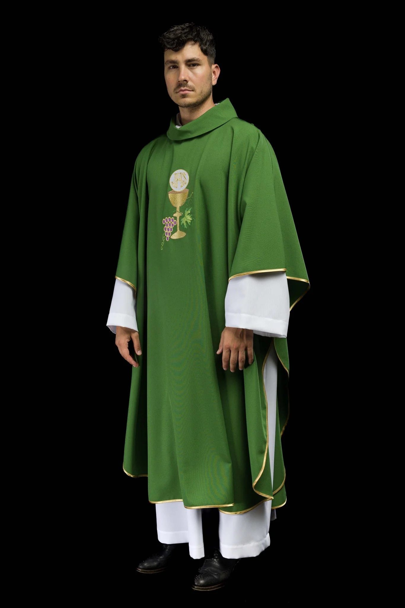 Chasuble Chalice Cross and Grapes in green - Image 2