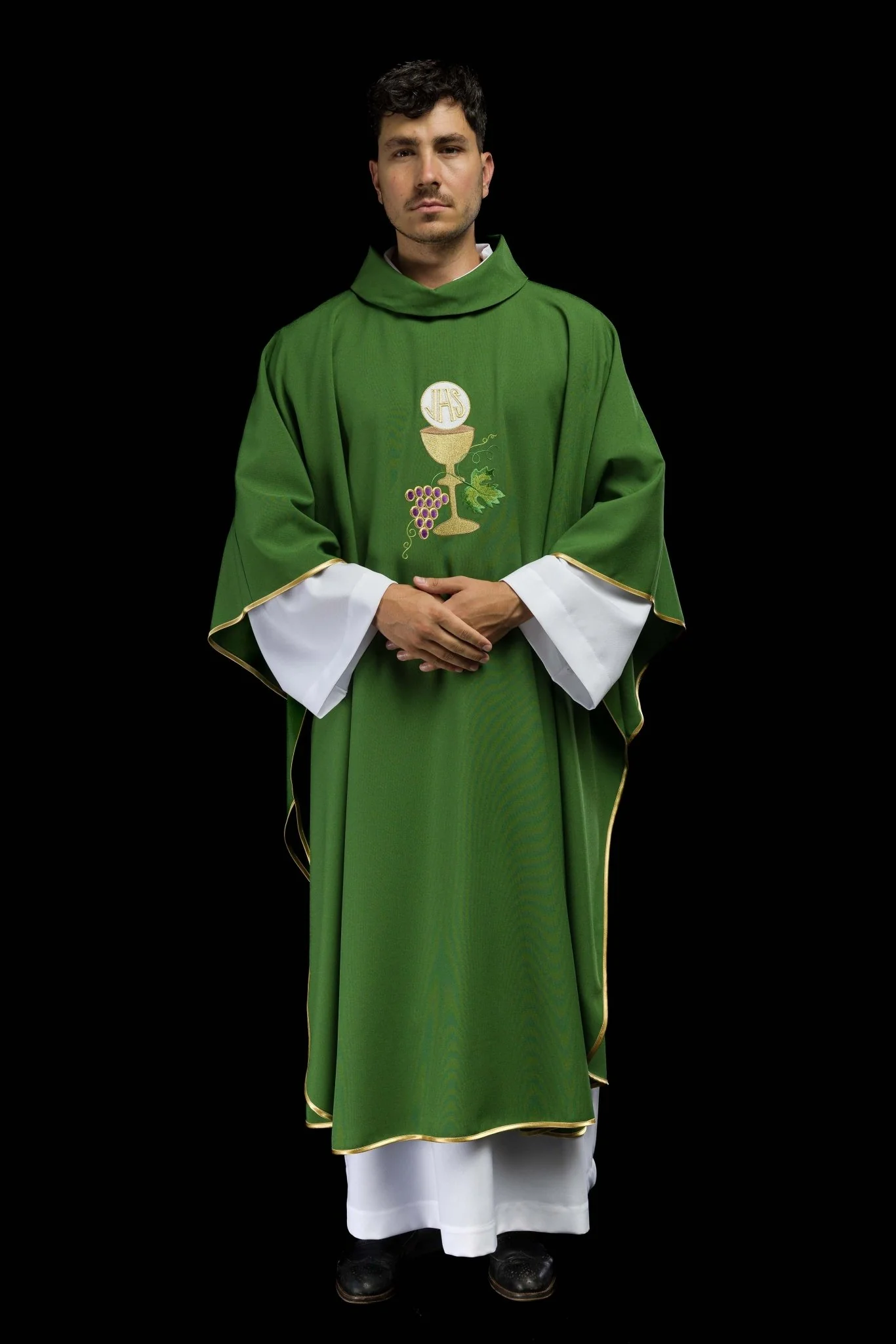 Chasuble Chalice Cross and Grapes in green - Image 7