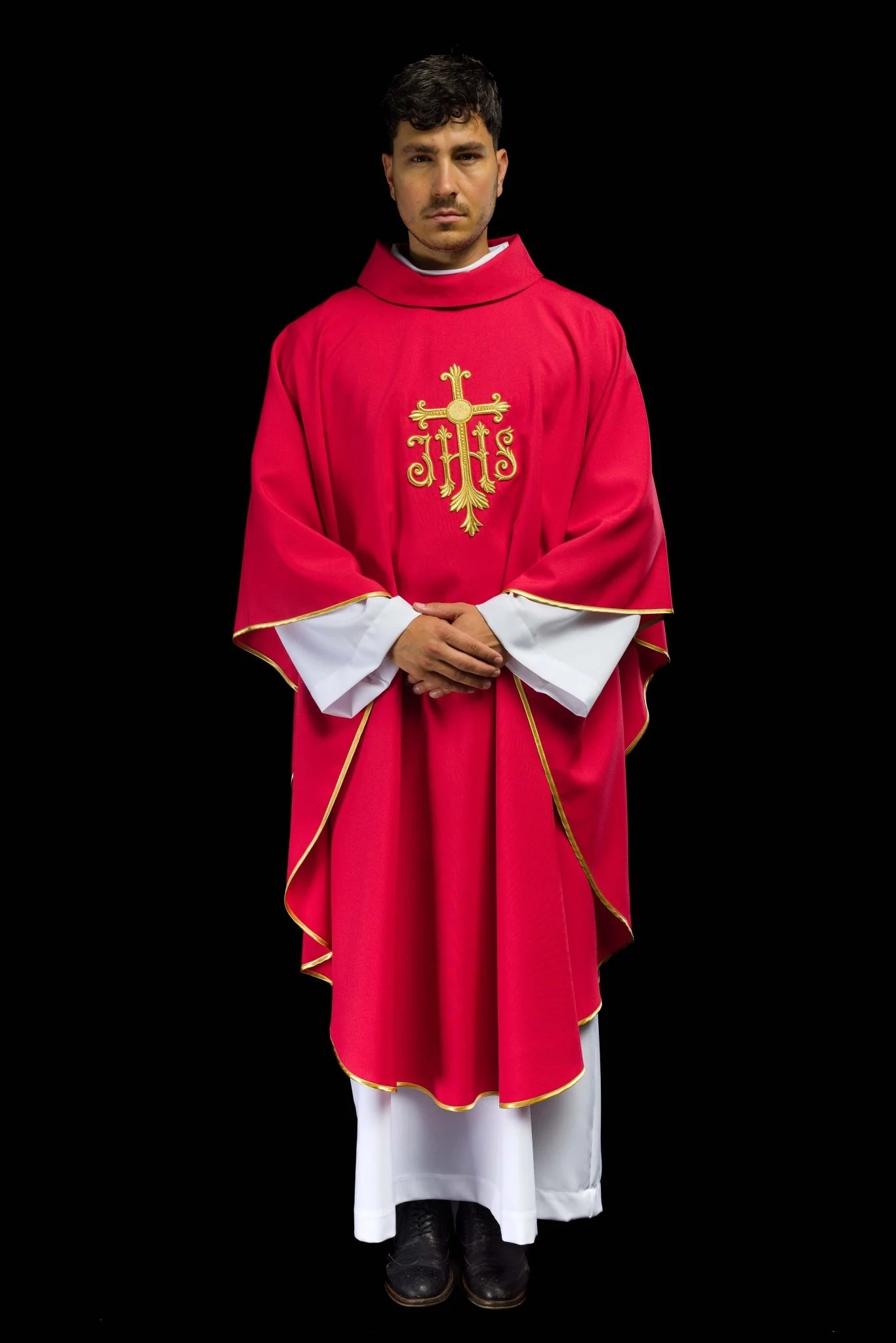 Chasuble embroidered with IHS symbol in red - Image 2