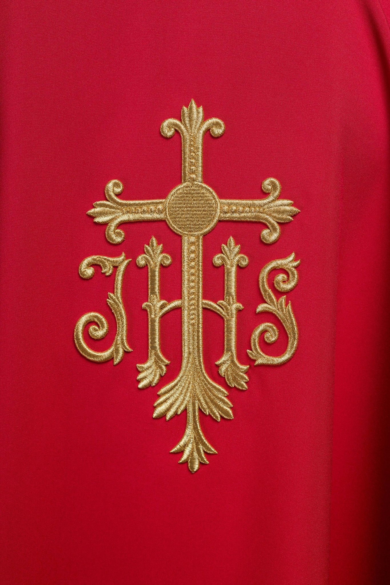 Chasuble embroidered with IHS symbol in red - Image 3