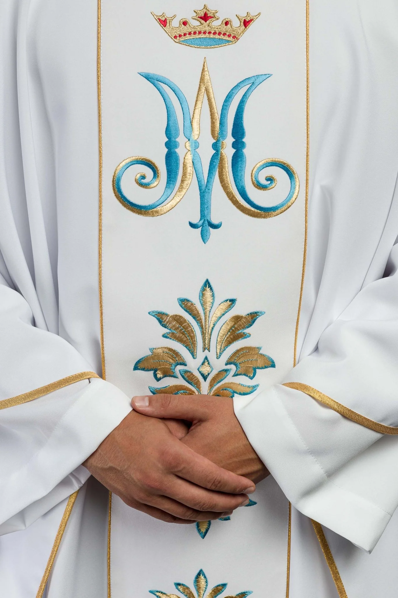 Chasuble embroidered with Mary motif in White - Image 5