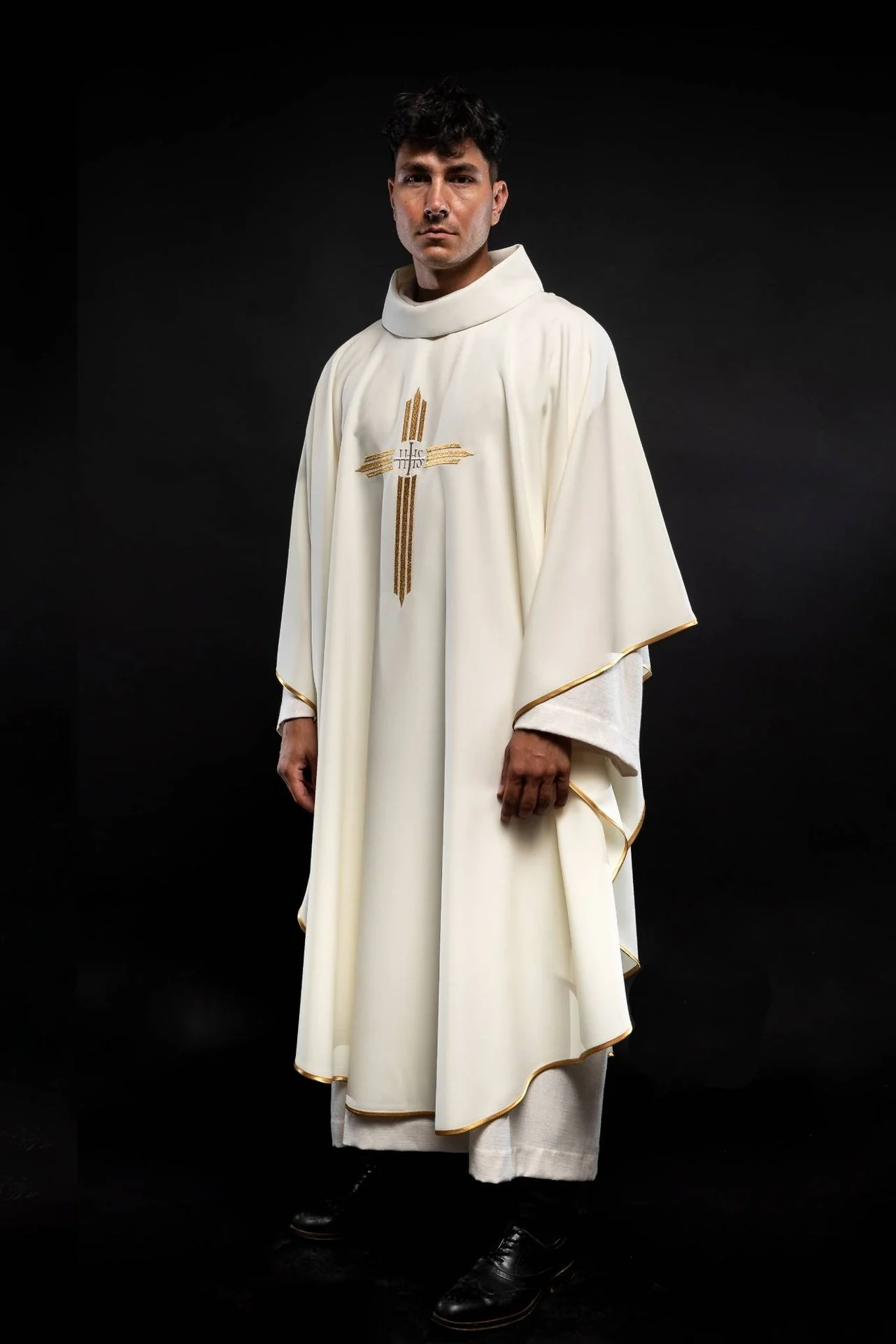 Chasuble embroidered with the symbol of Cross IHS