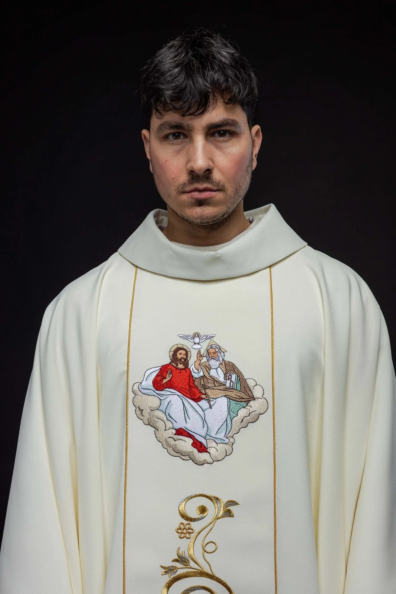 Chasuble with embroidered image of the Holy Trinity