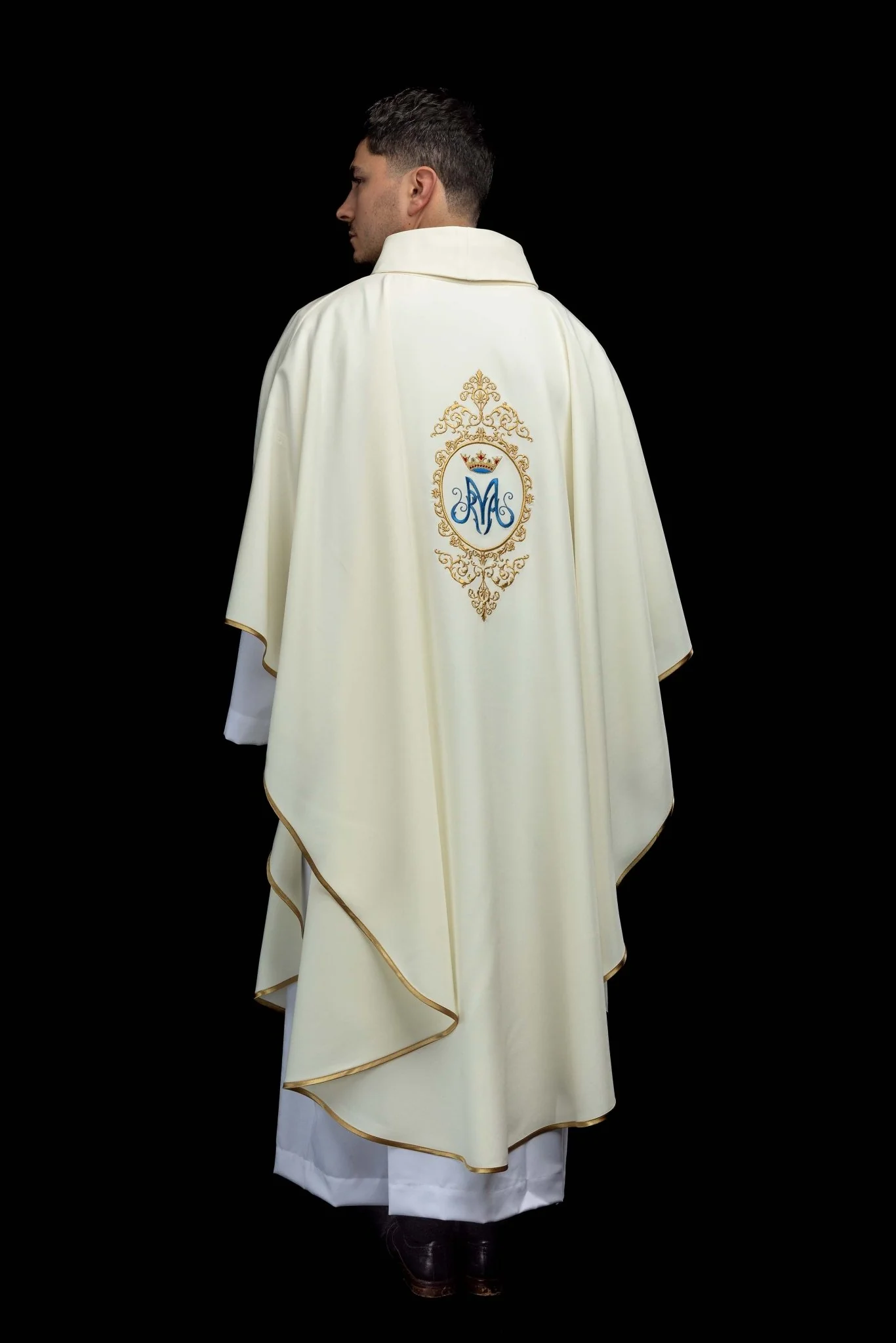 Chasuble with Marian motif framed by gold embroidery - Image 8
