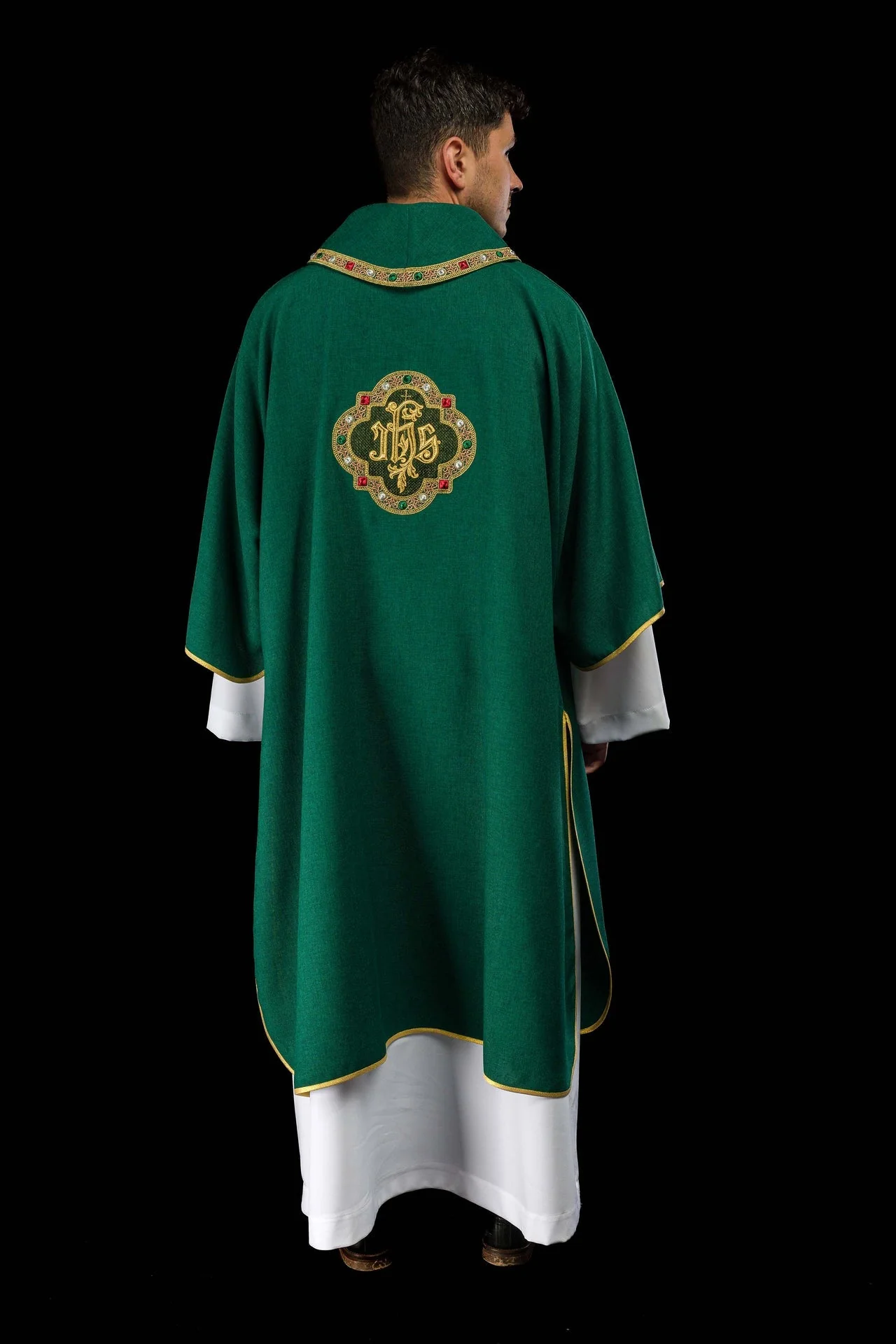 Dalmatic with IHS Symbol and Green Collar - Image 8