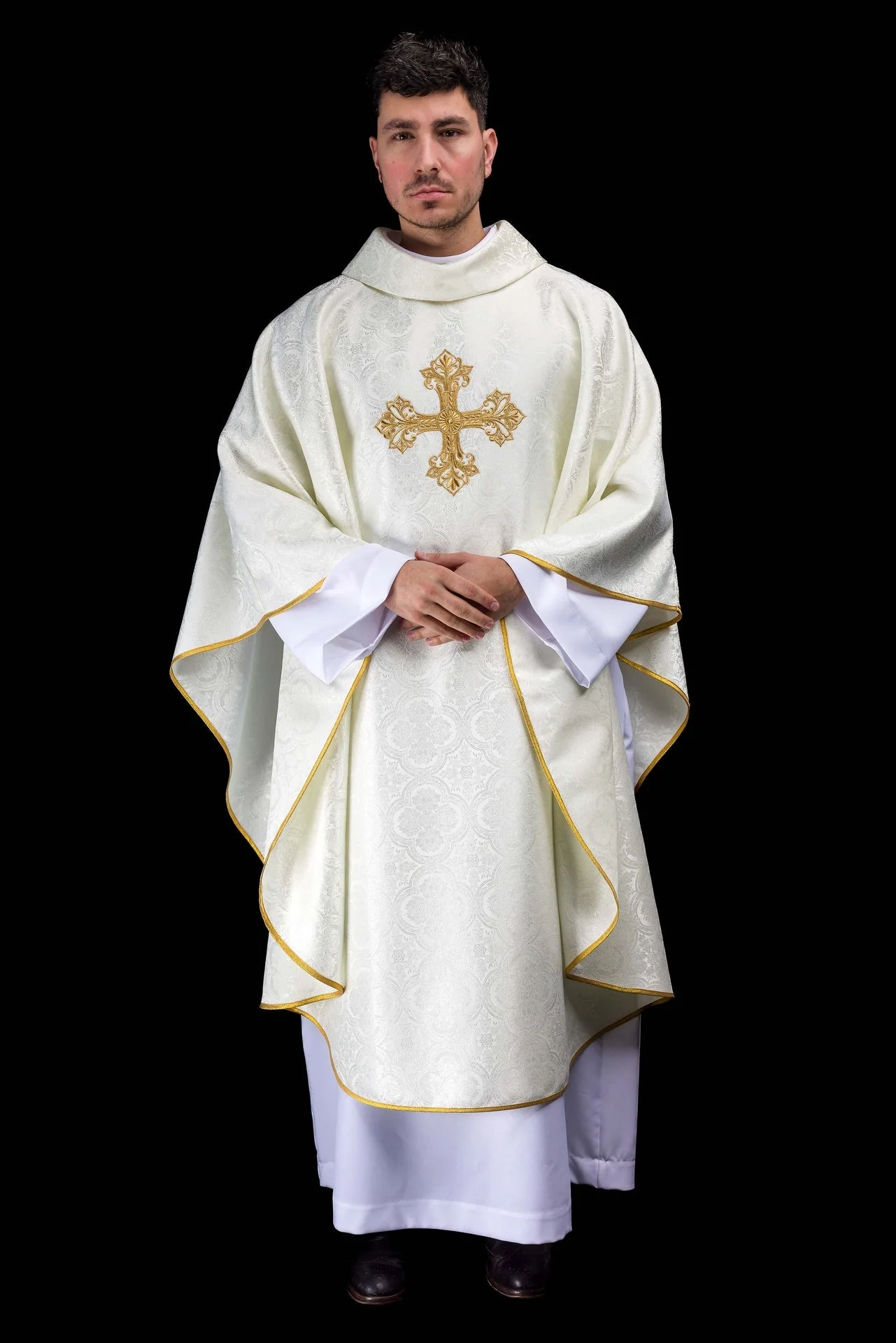 Ecru chasuble with cross jacquard fabric - Image 2