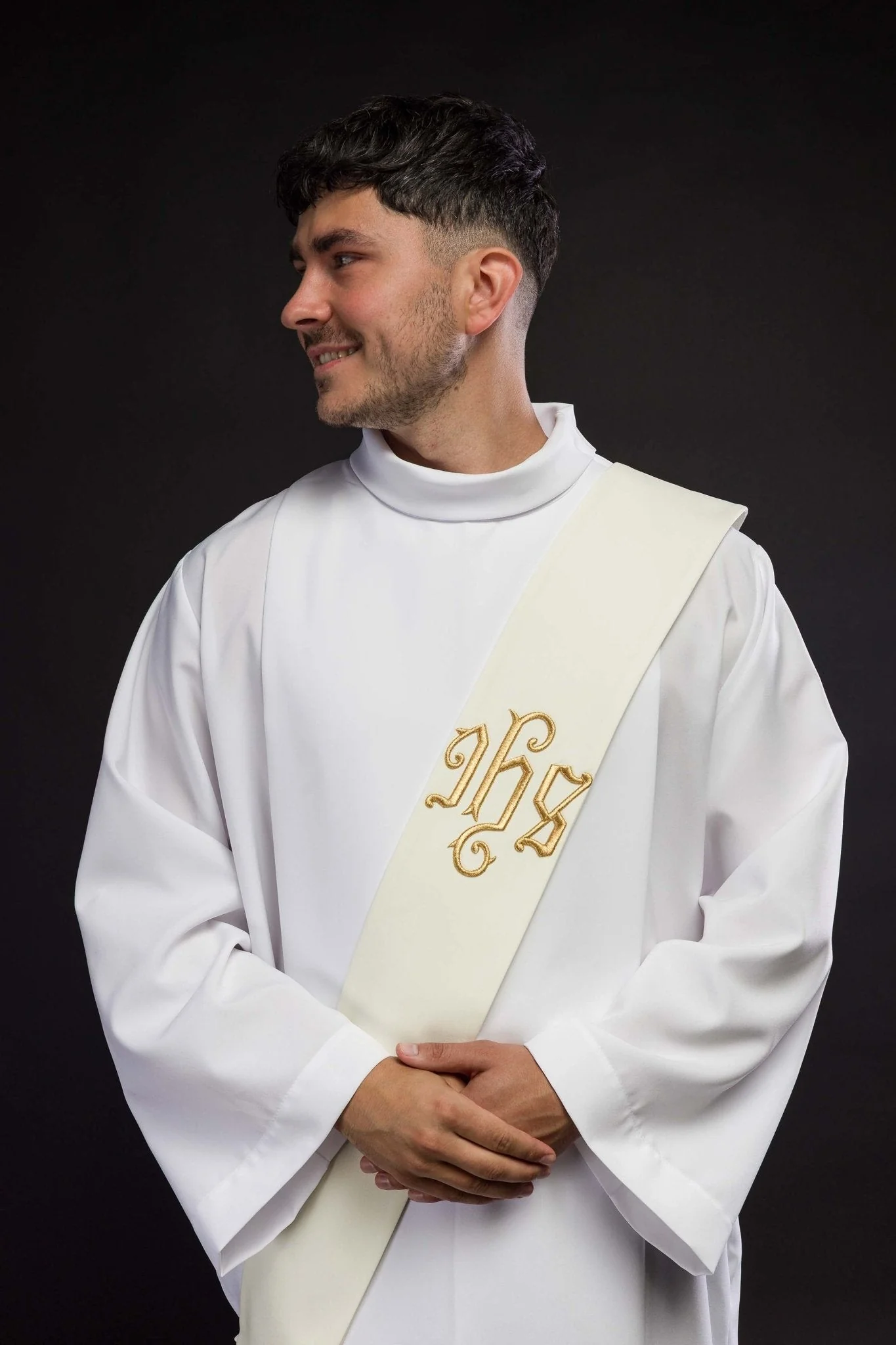 Ecru Deacon stole embroidered with a Cross - Image 2