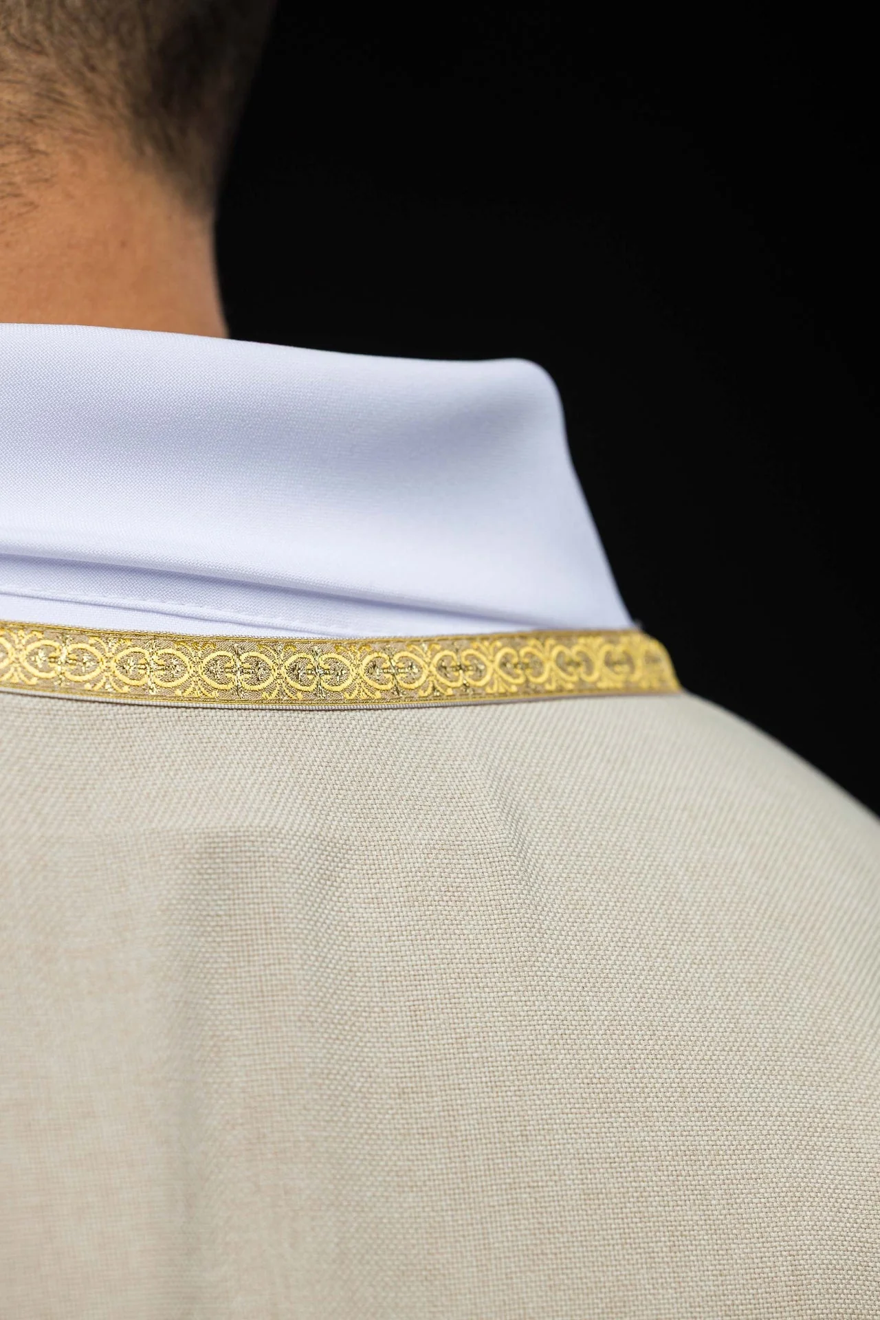 Ecru Liturgical Chasuble with Golden IHS Embroidery - Image 6