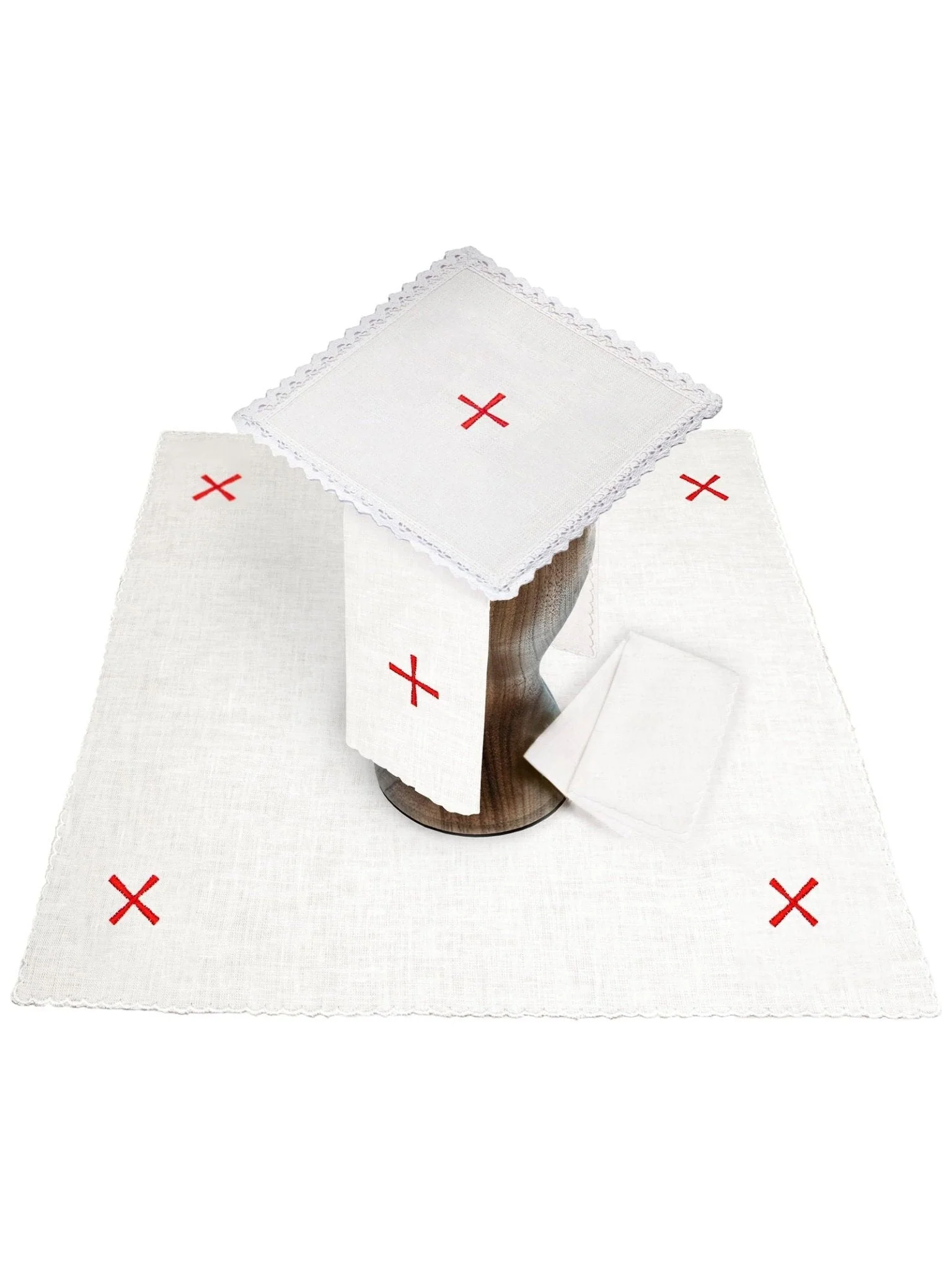 Embroidered altar linen small red cross