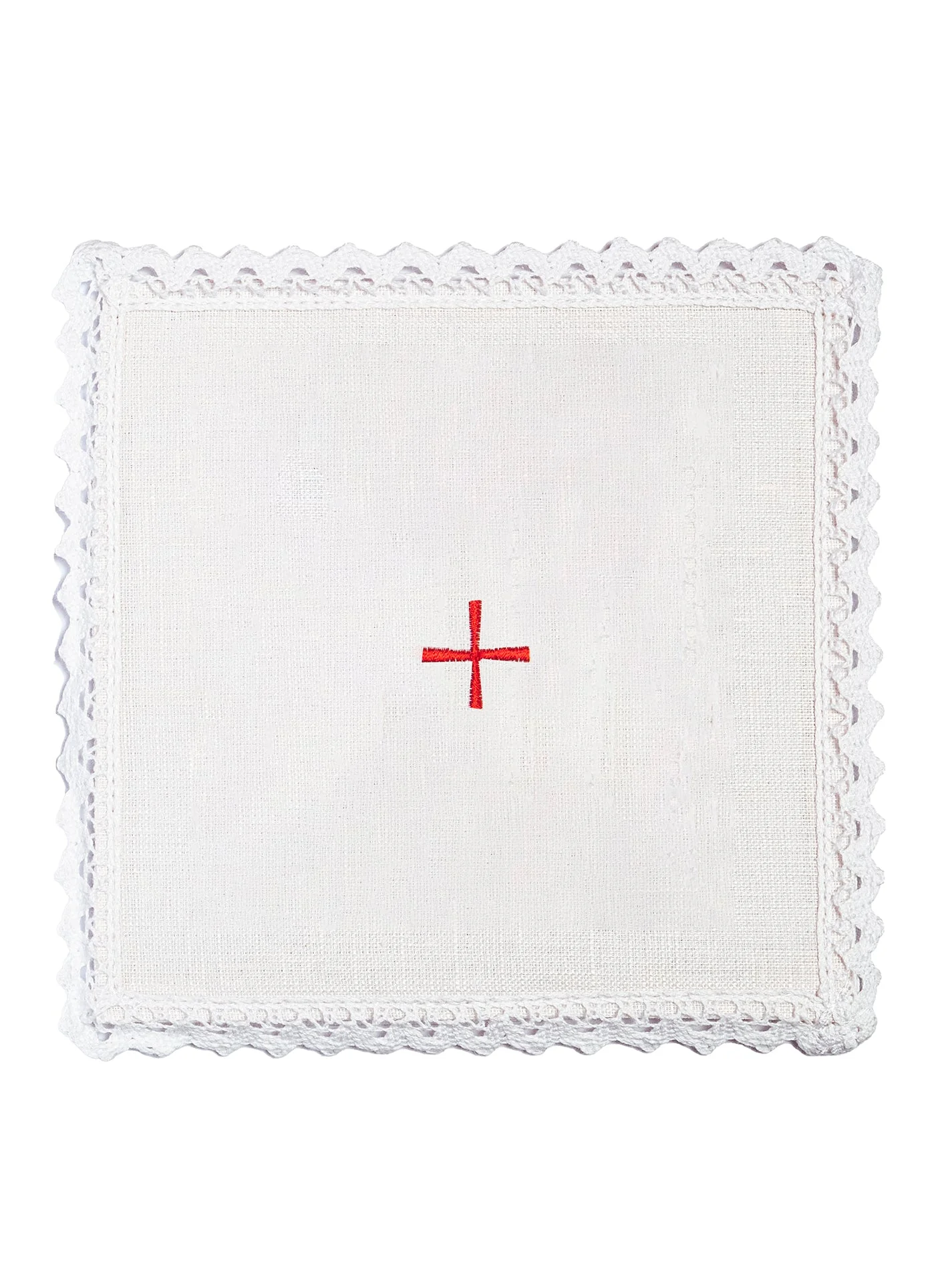Embroidered altar linen small red cross - Image 3