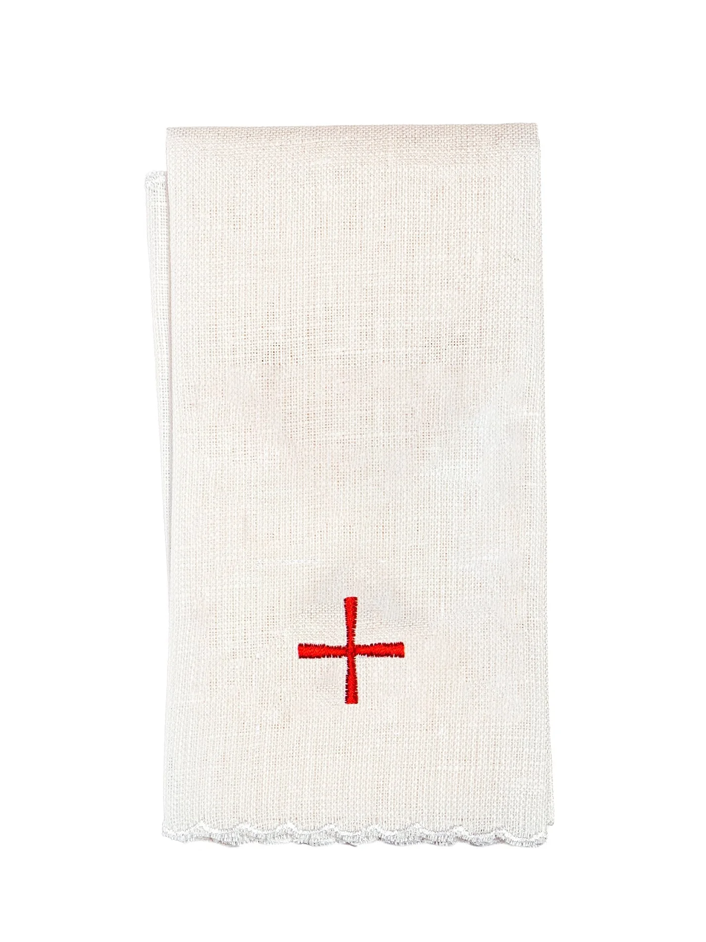 Embroidered altar linen small red cross - Image 4