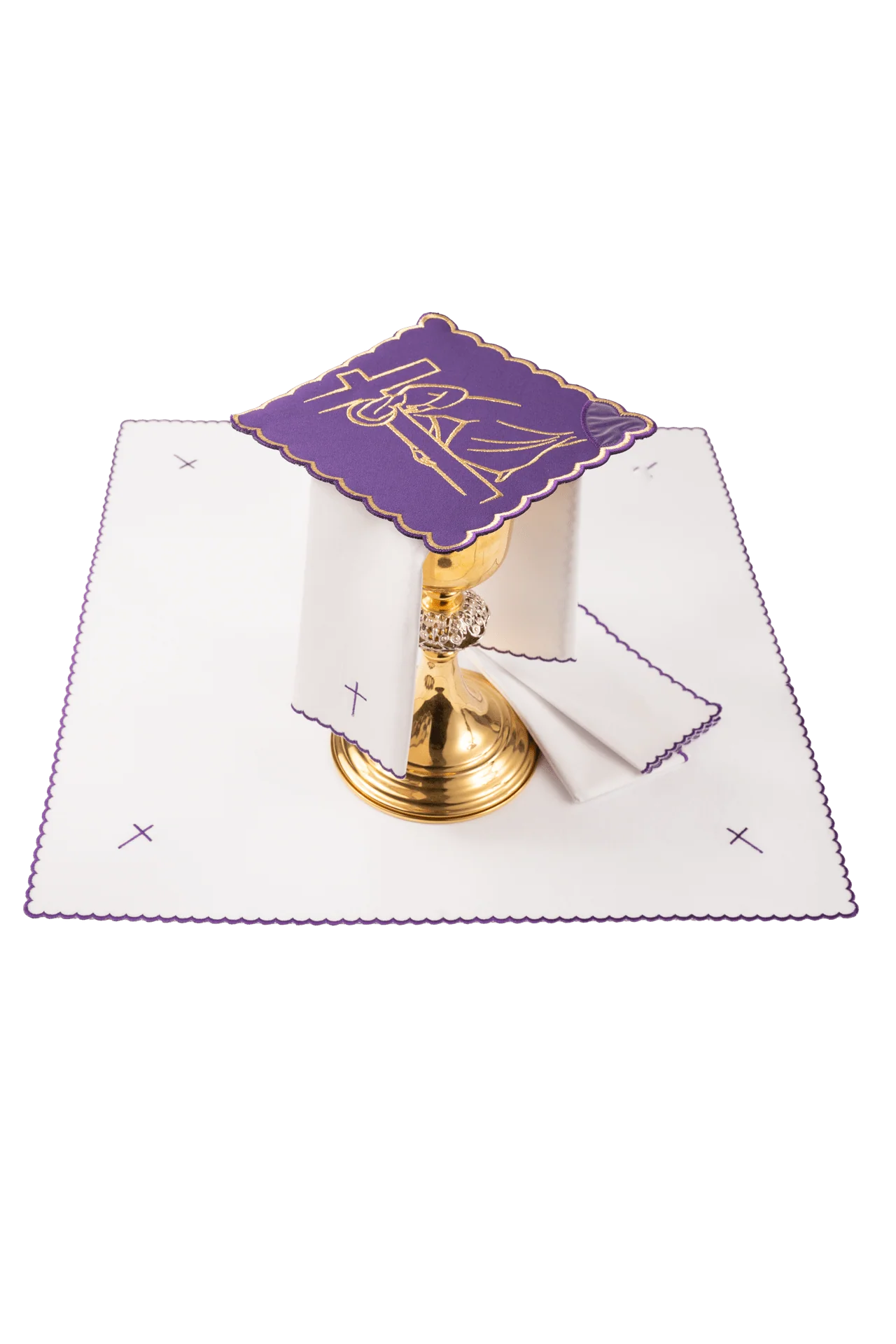 Embroidered chalice linens set Stations of the Cross