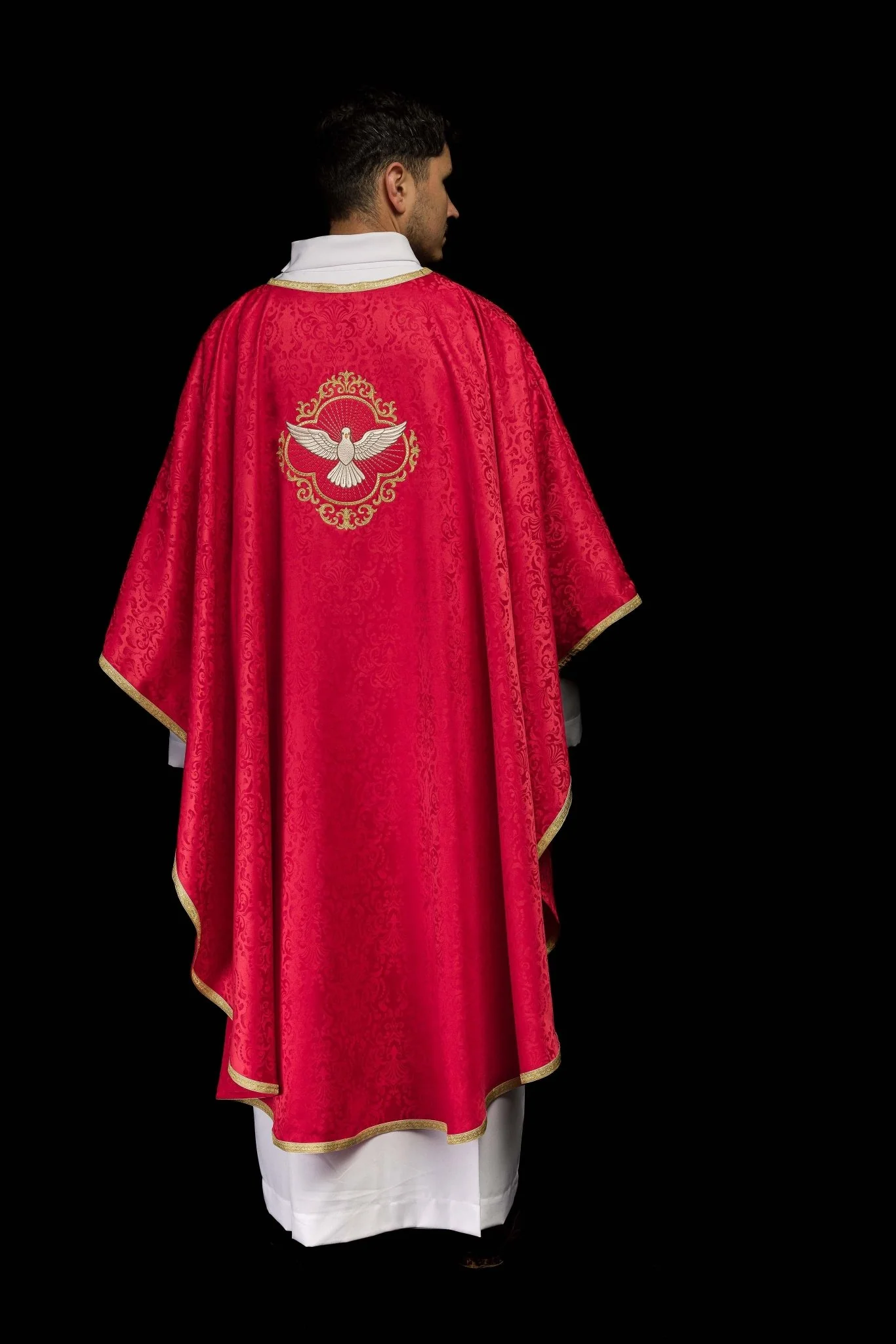 Embroidered Chasuble with the Holy Spirit on Jacquard Fabric - Image 7