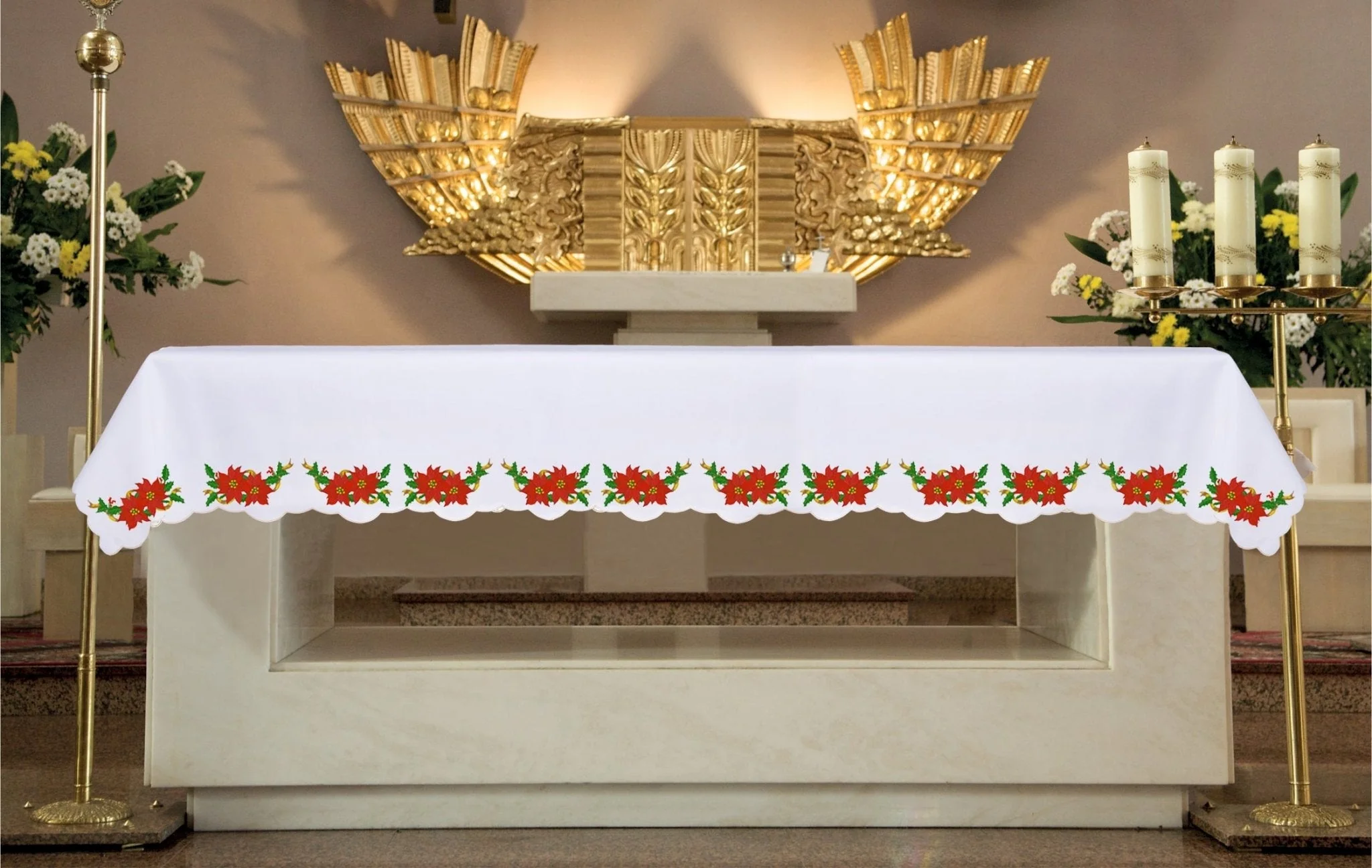 Embroidered Christmas altar cloth