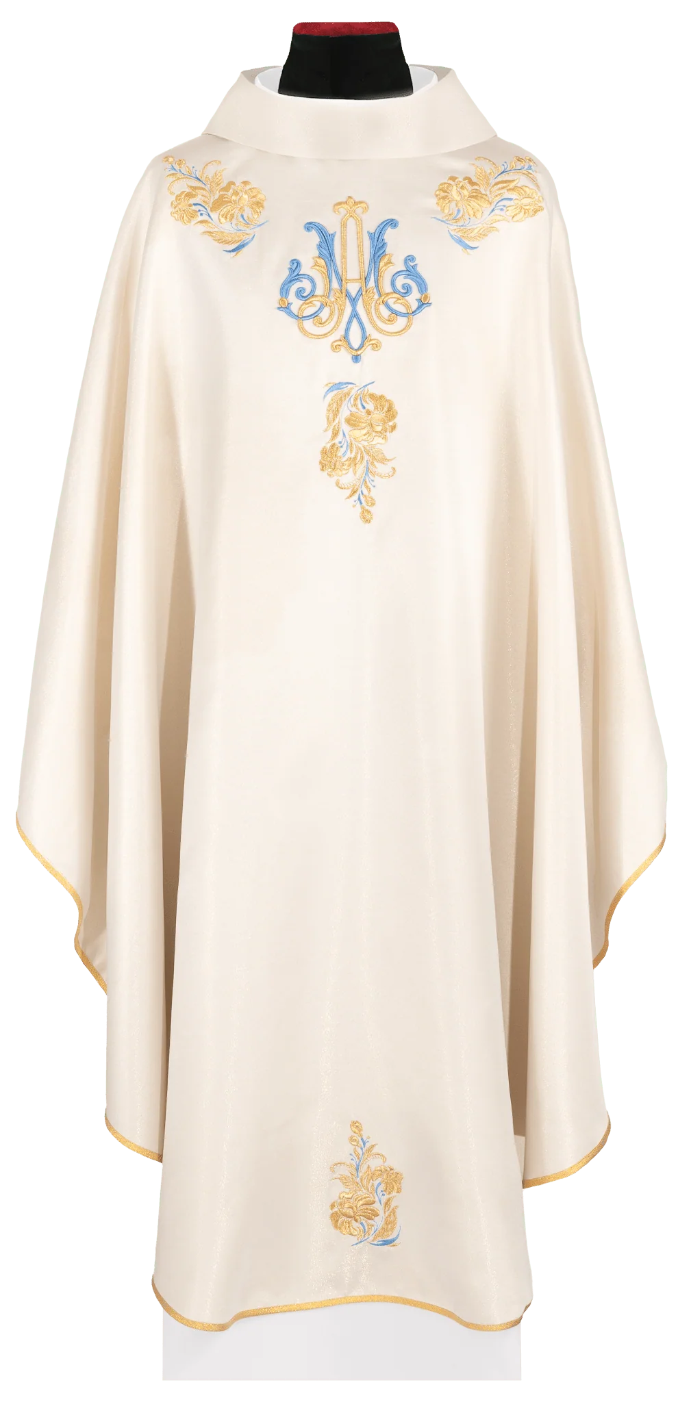 Embroidered ecru chasuble with Marian motif