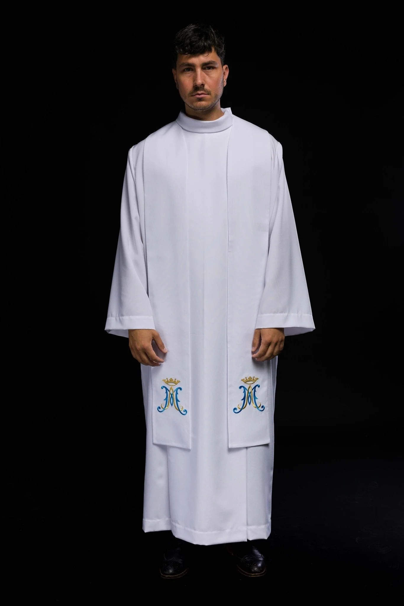 Embroidered Marian priestly stole in white - Image 5