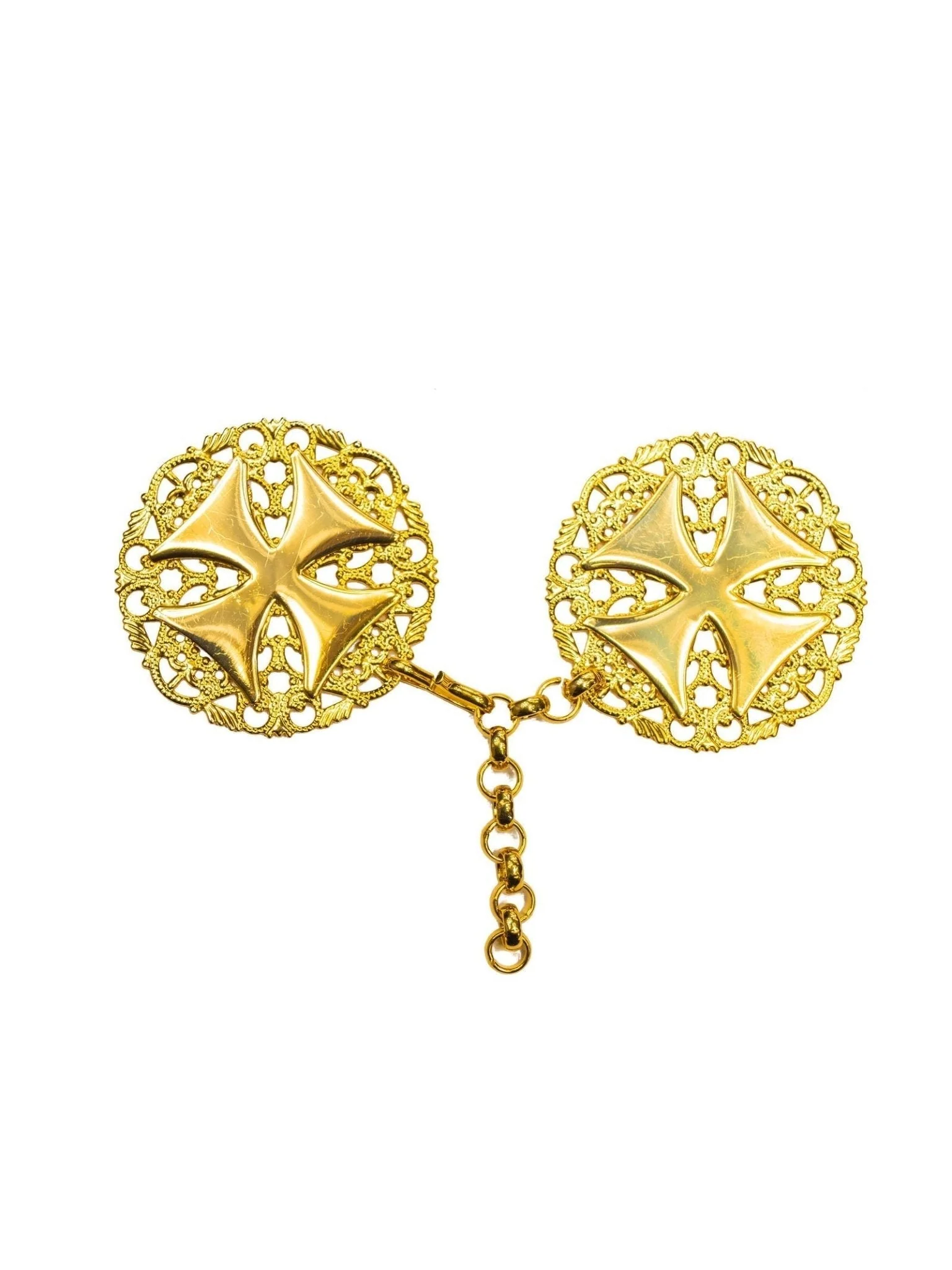 Golden clasp for cope and veil, cross-shaped