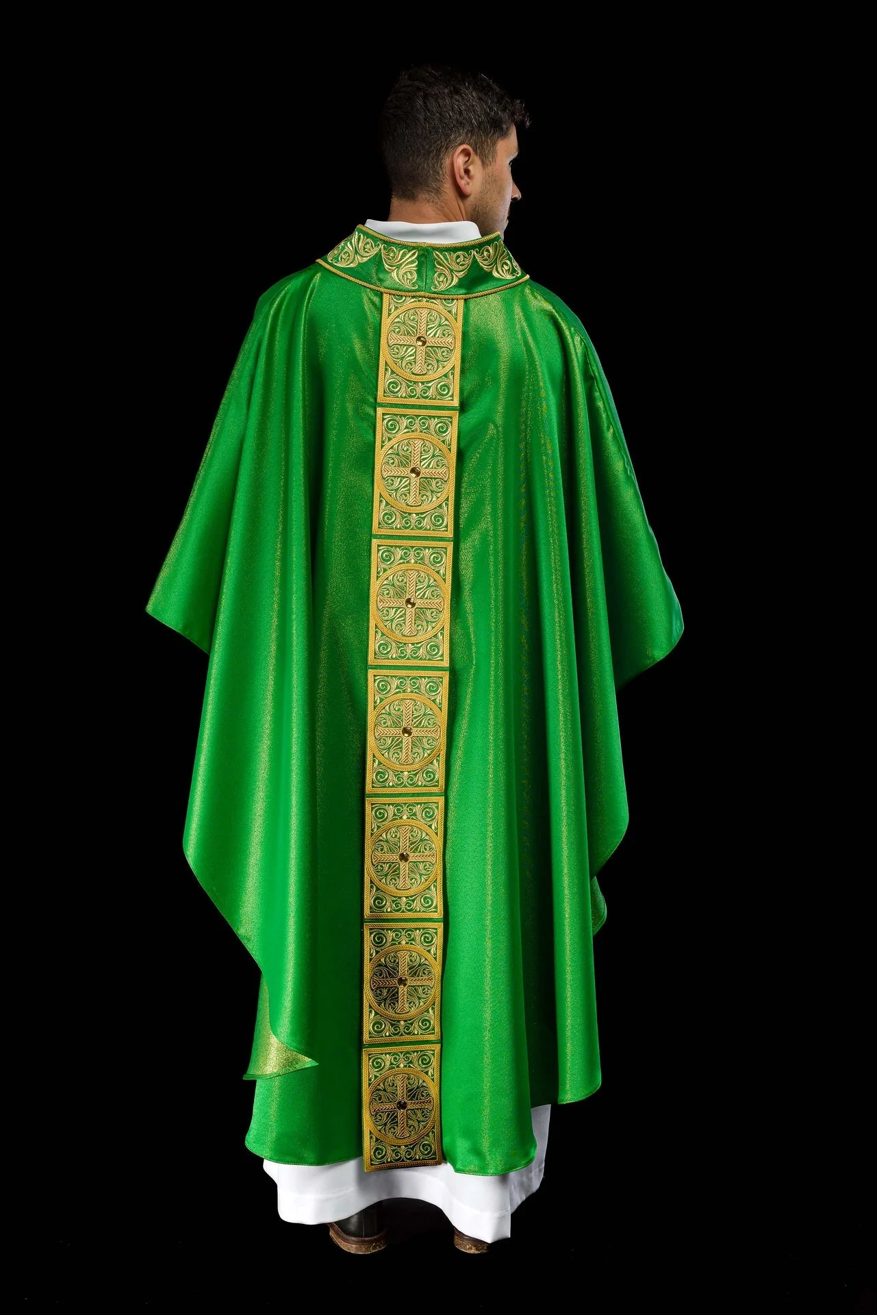 Green Chasuble Richly Embroidered and Decorated with Stones - Image 8