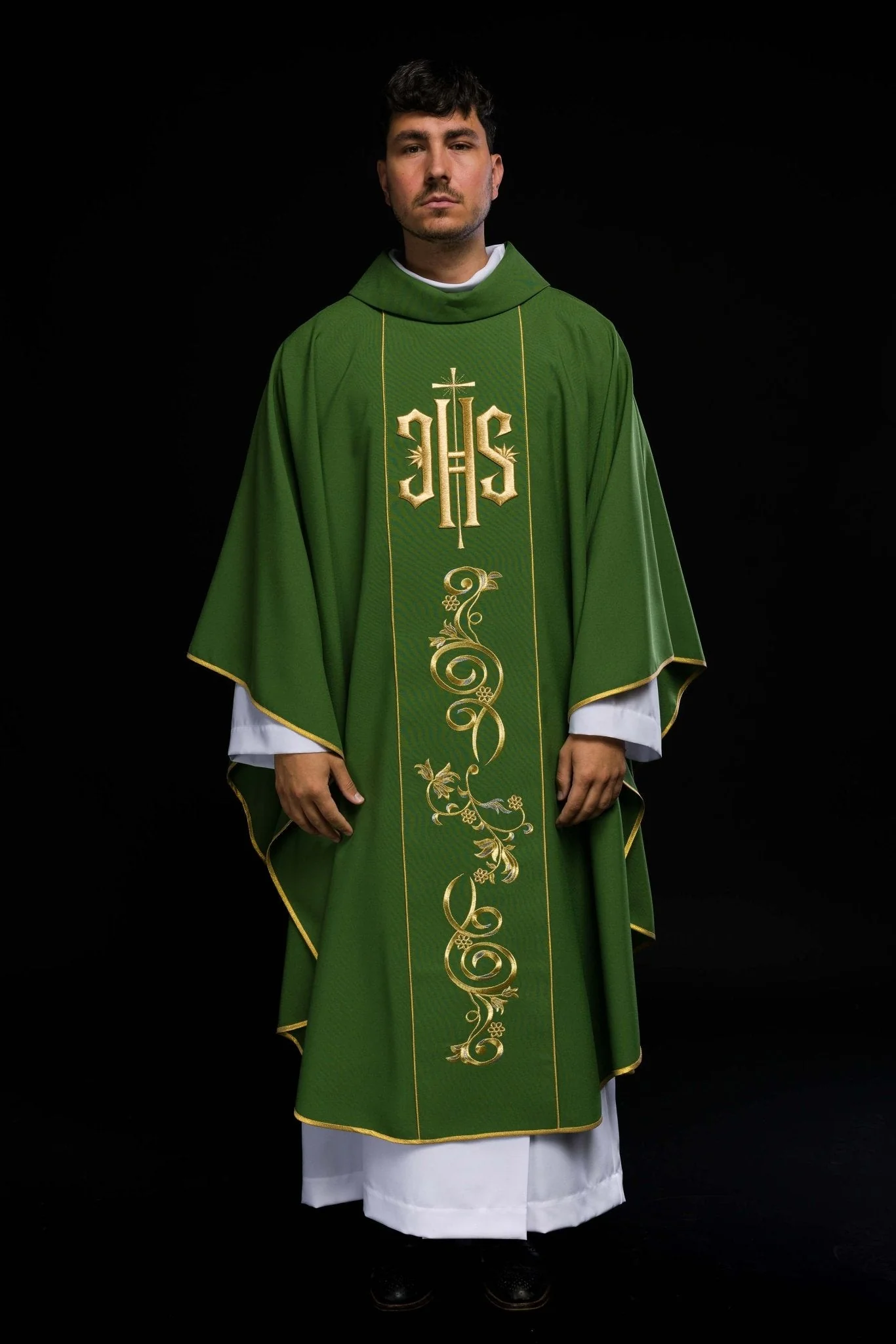 Green chasuble with the symbol of IHS - Image 2