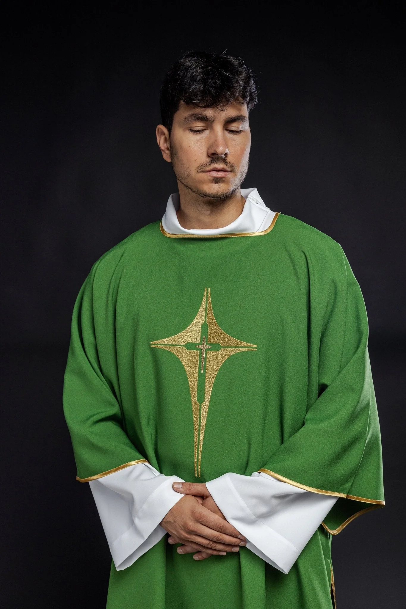Green Dalmatic with Embroidered Gold Cross