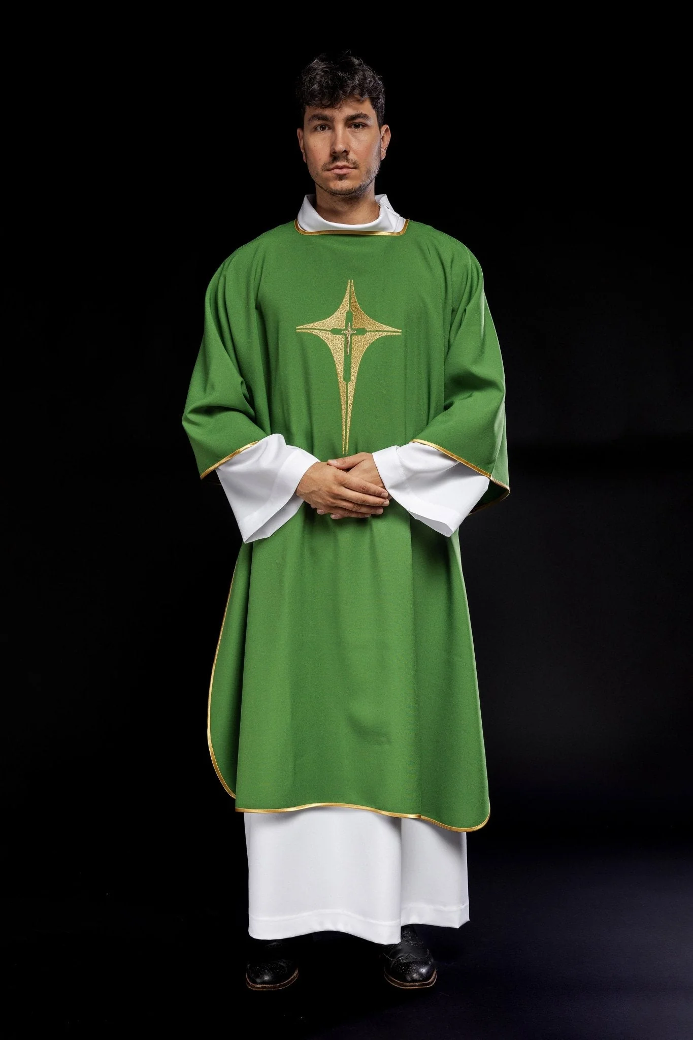 Green Dalmatic with Embroidered Gold Cross - Image 2