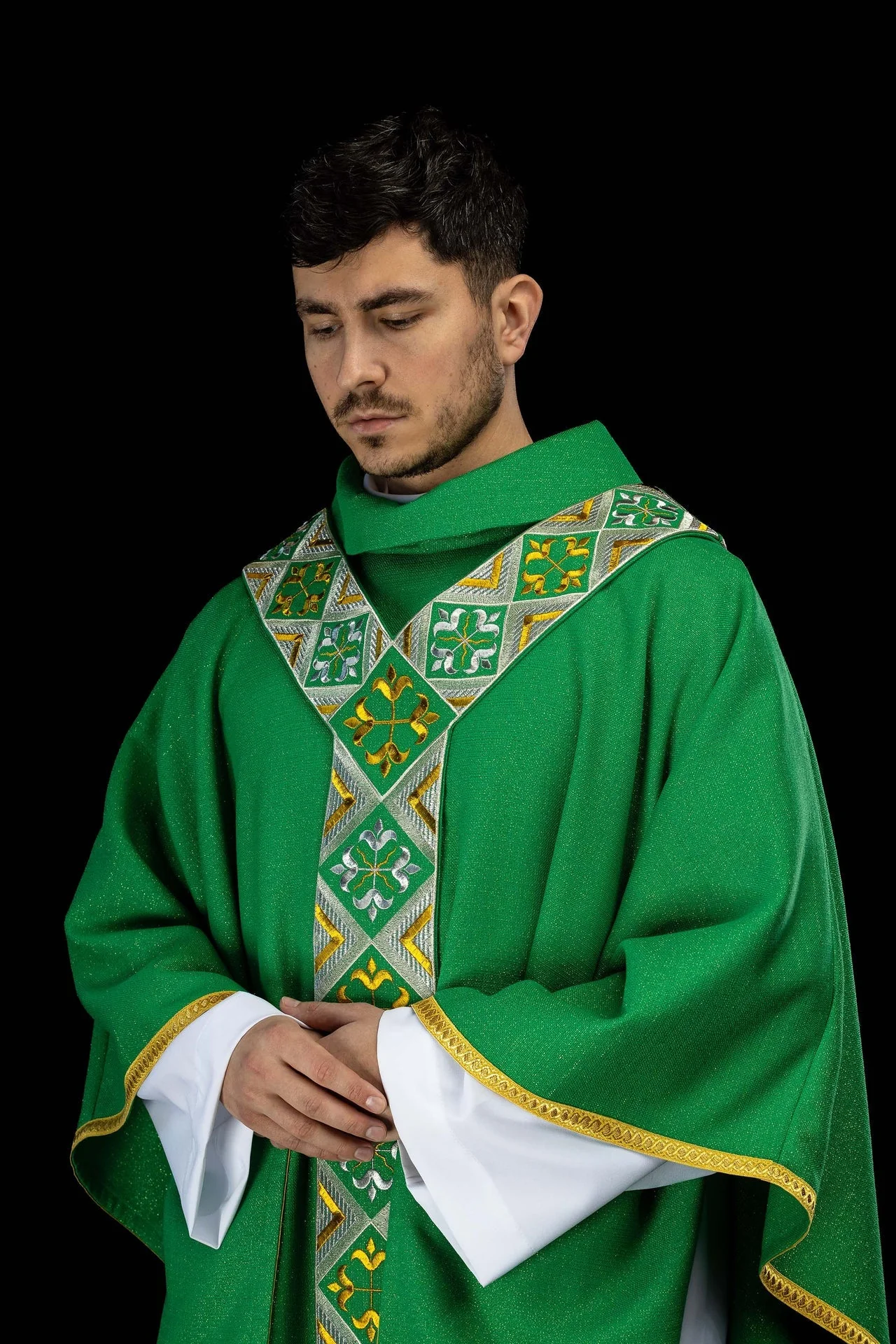 Green Embroidered Scapular Overlay for Chasuble – Green Chasuble Included