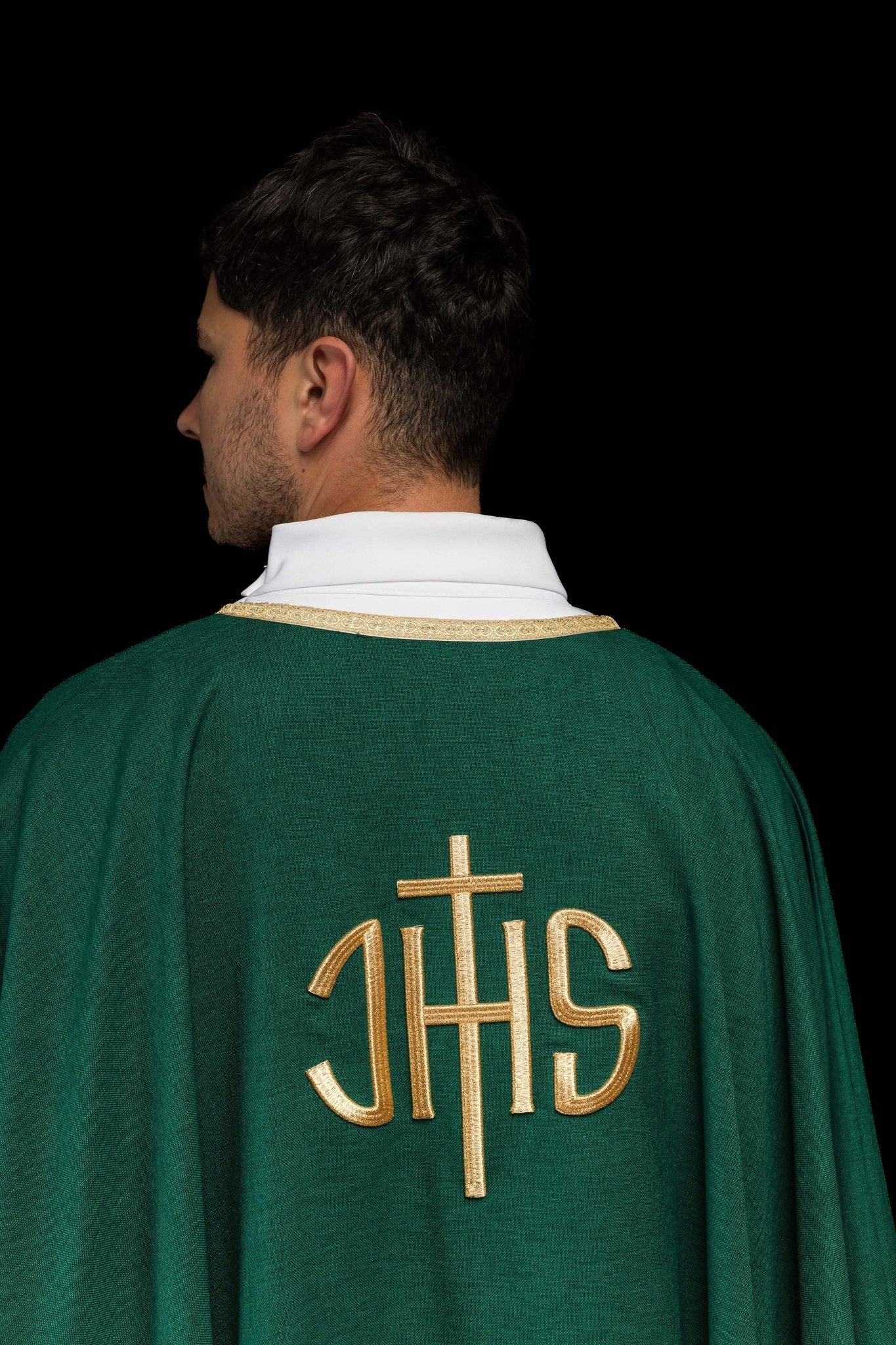Green Liturgical Chasuble with Gold IHS Embroidery - Image 7