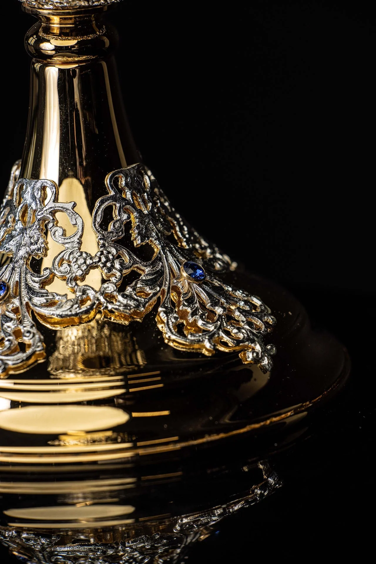 Handcrafted Gold-Plated Mass Chalice Adorned with Sapphires - Image 5