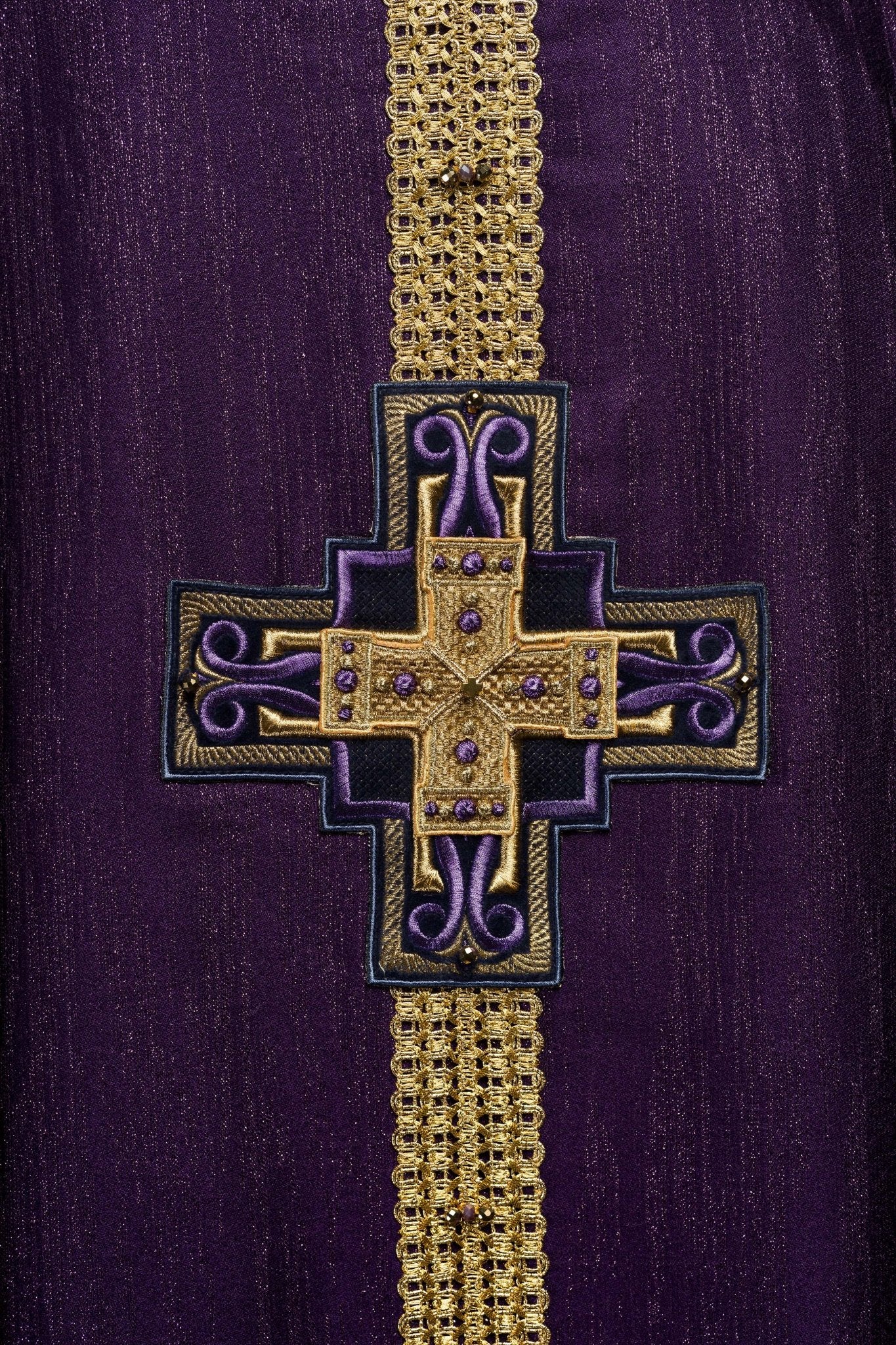 Handmade chasuble with natural stones Handmade 7015 Purple - Image 12