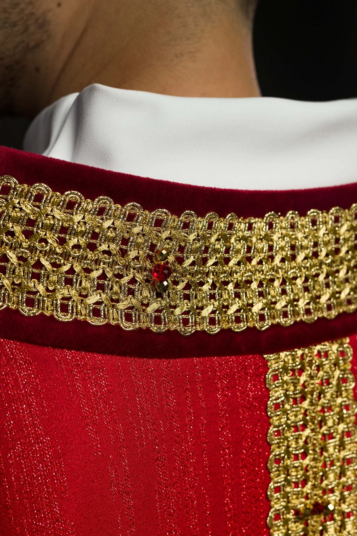 Handmade chasuble with natural stones Handmade 7015 Red - Image 10