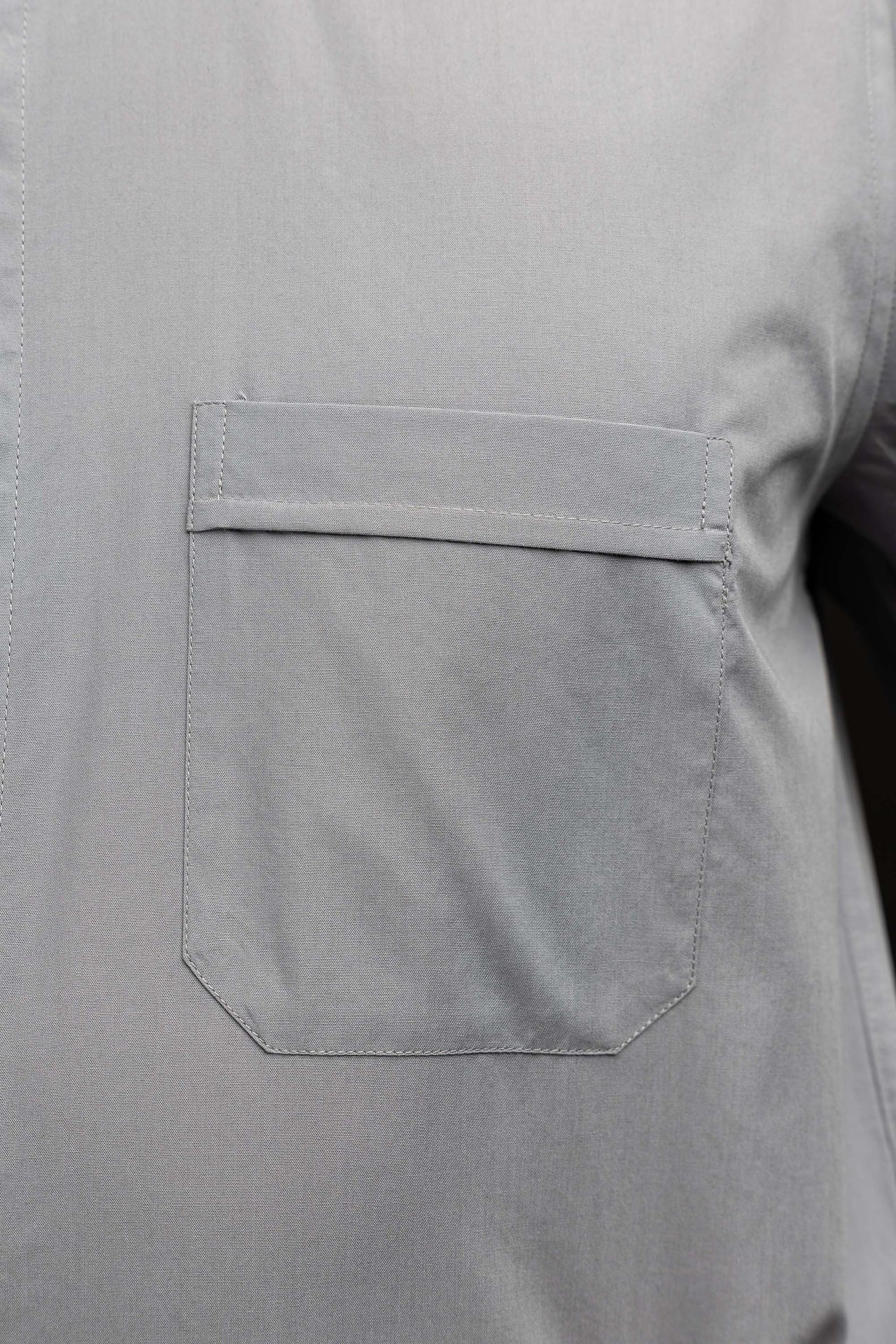 Light grey long-sleeved Roman clerical shirt with clerical collar - Image 3
