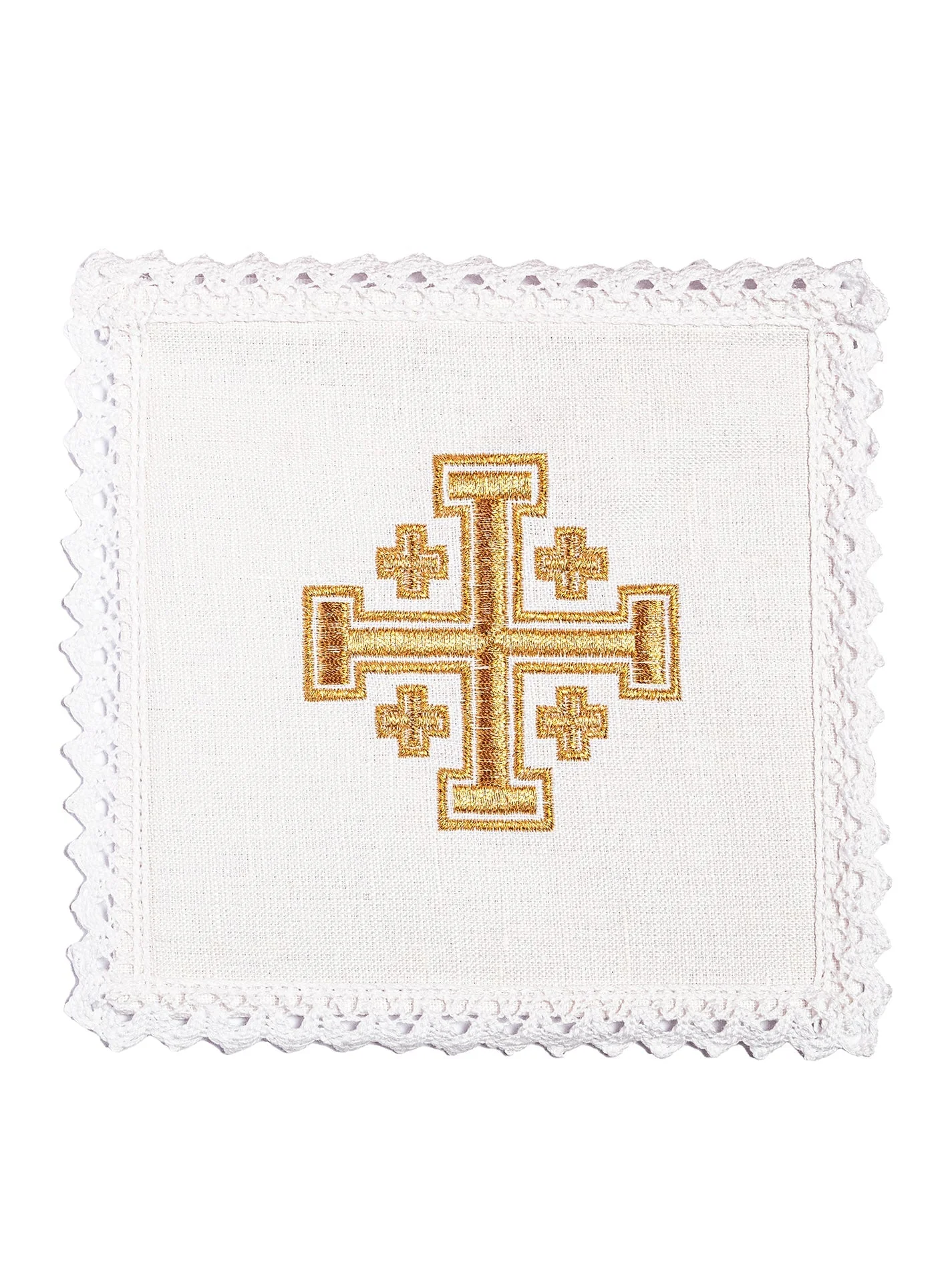 Linen Chalice Linens with Jerusalem Cross Embroidery - Image 3