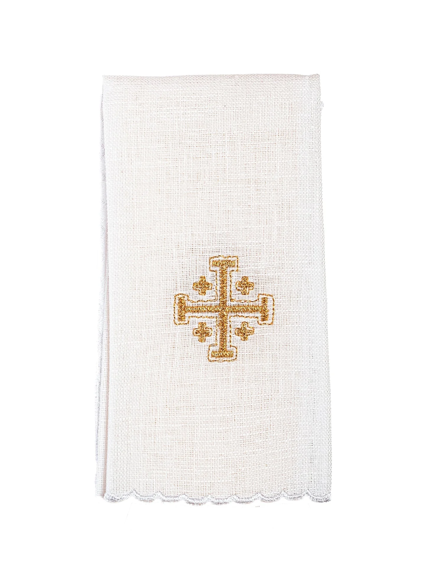 Linen Chalice Linens with Jerusalem Cross Embroidery - Image 4