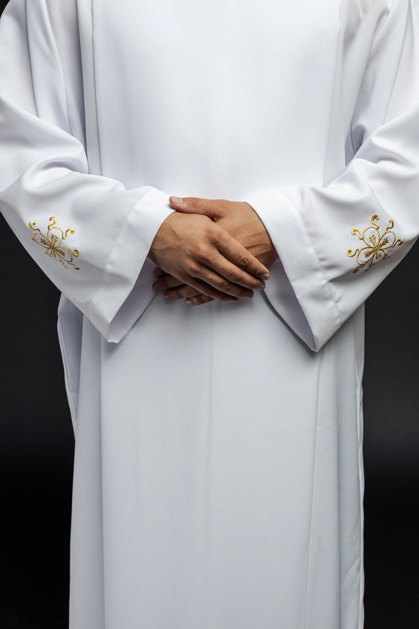 Liturgical alb with turtleneck decorated with embroidery white - Image 4