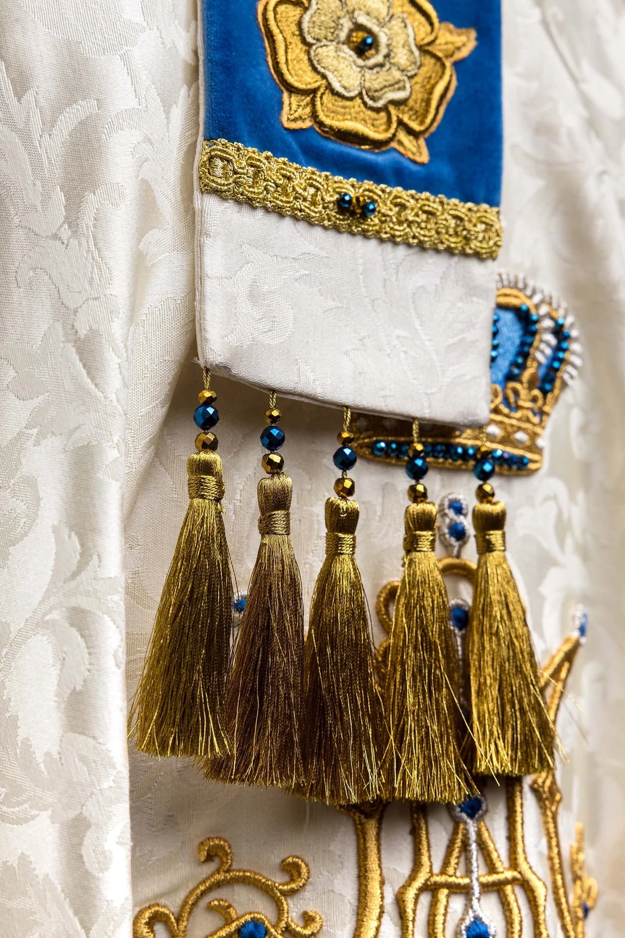 Marian mitre with natural stones Handmade 9006 - Image 9