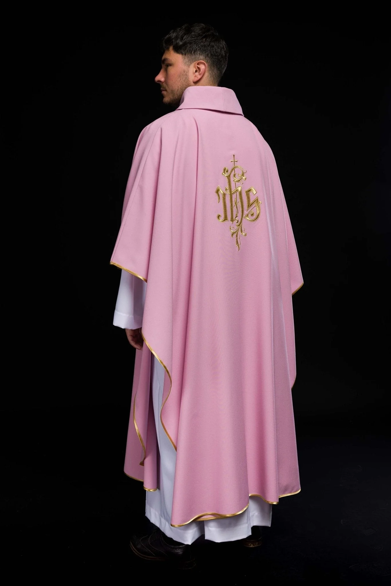 Pink chasuble with classic JHS - Image 6