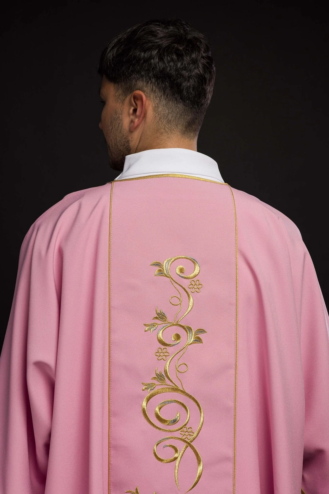 Pink dalmatic with embroidered IHS band - Image 7