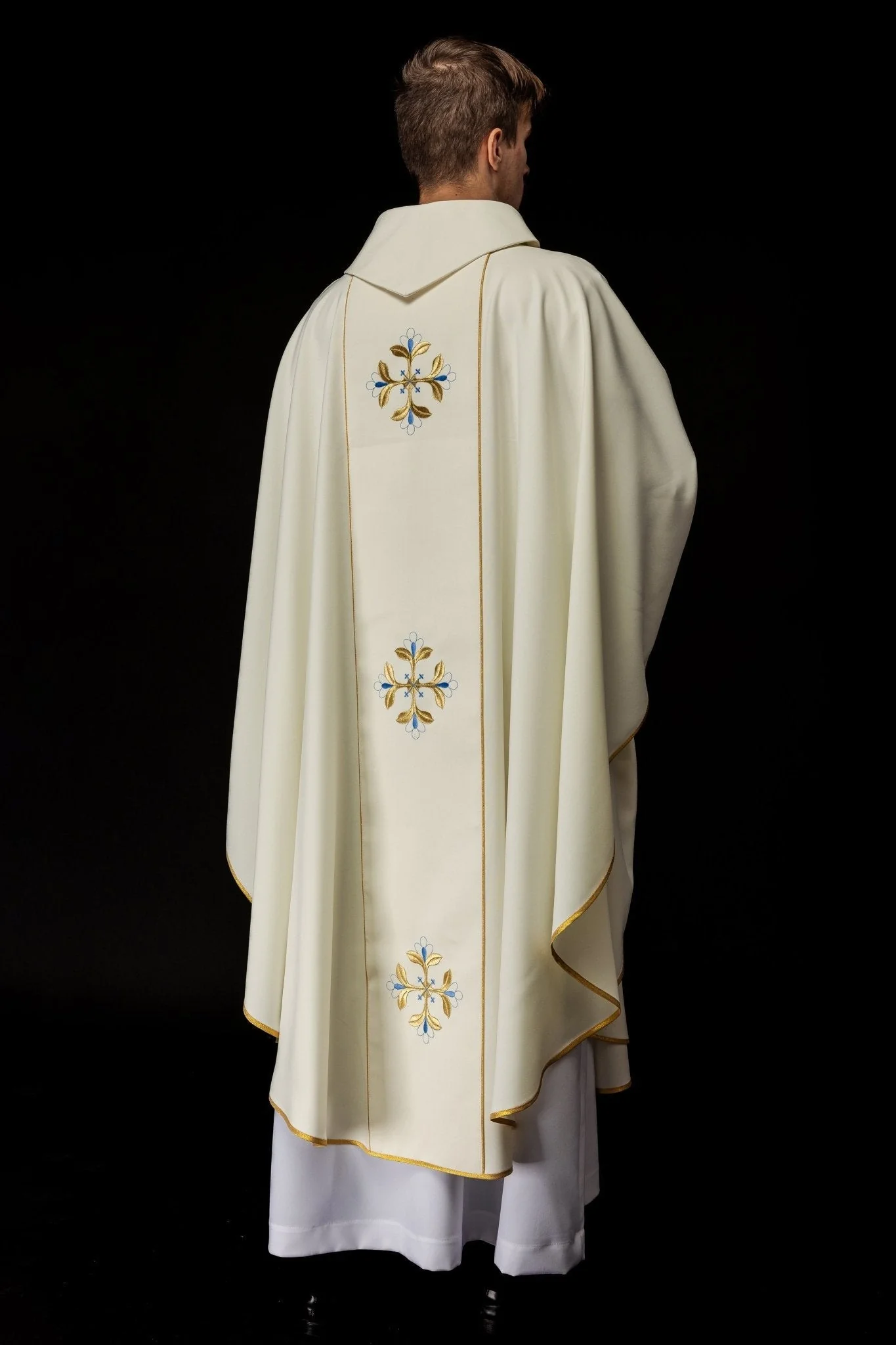 Priest chasuble in ivory with the image of Our Lady of Fatima - Image 6