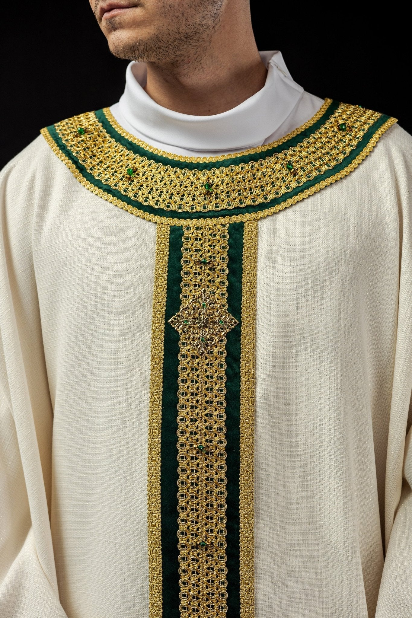 Priest vestment with green orphrey Handmade 7001 - Image 3