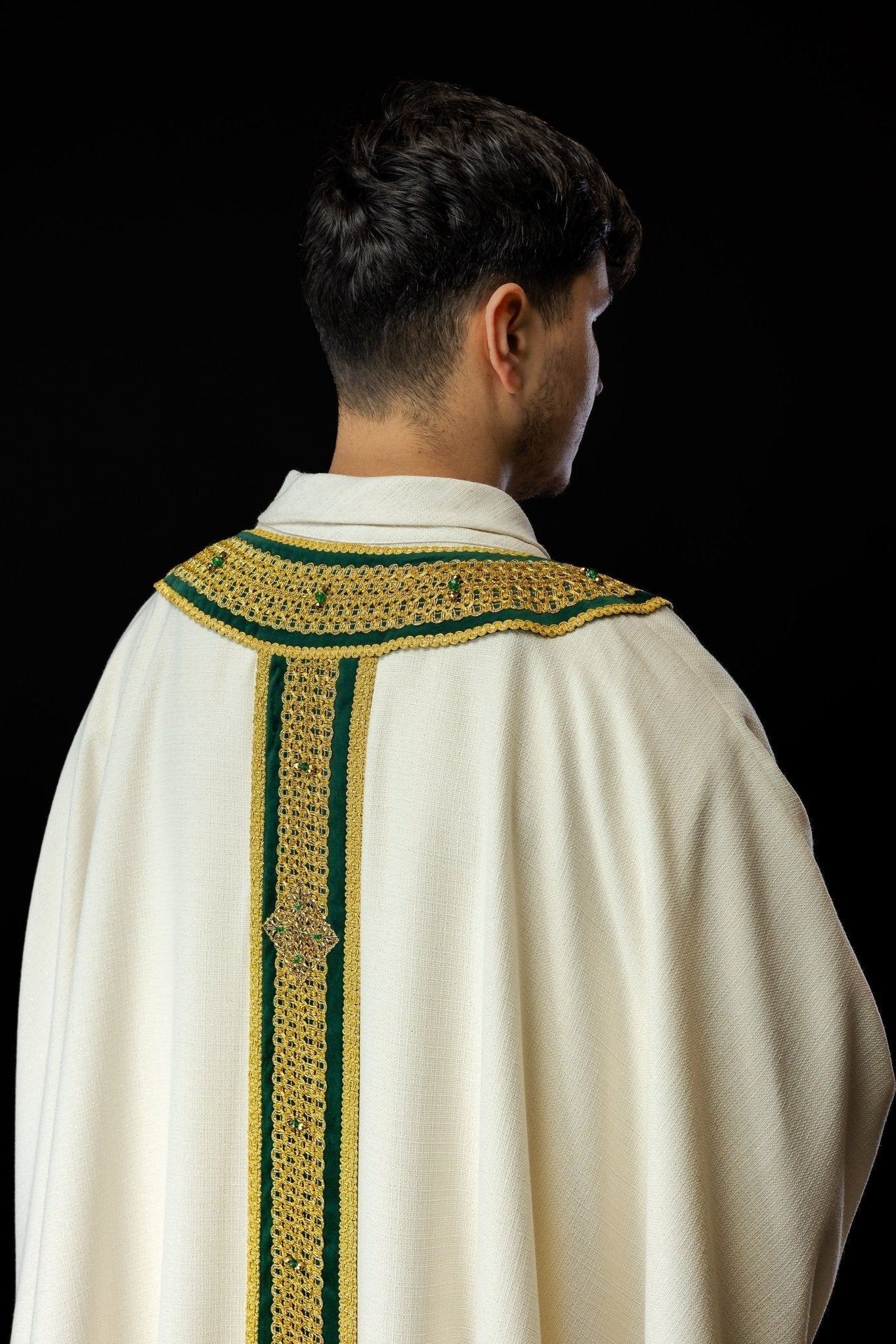 Priest vestment with green orphrey Handmade 7001 - Image 7