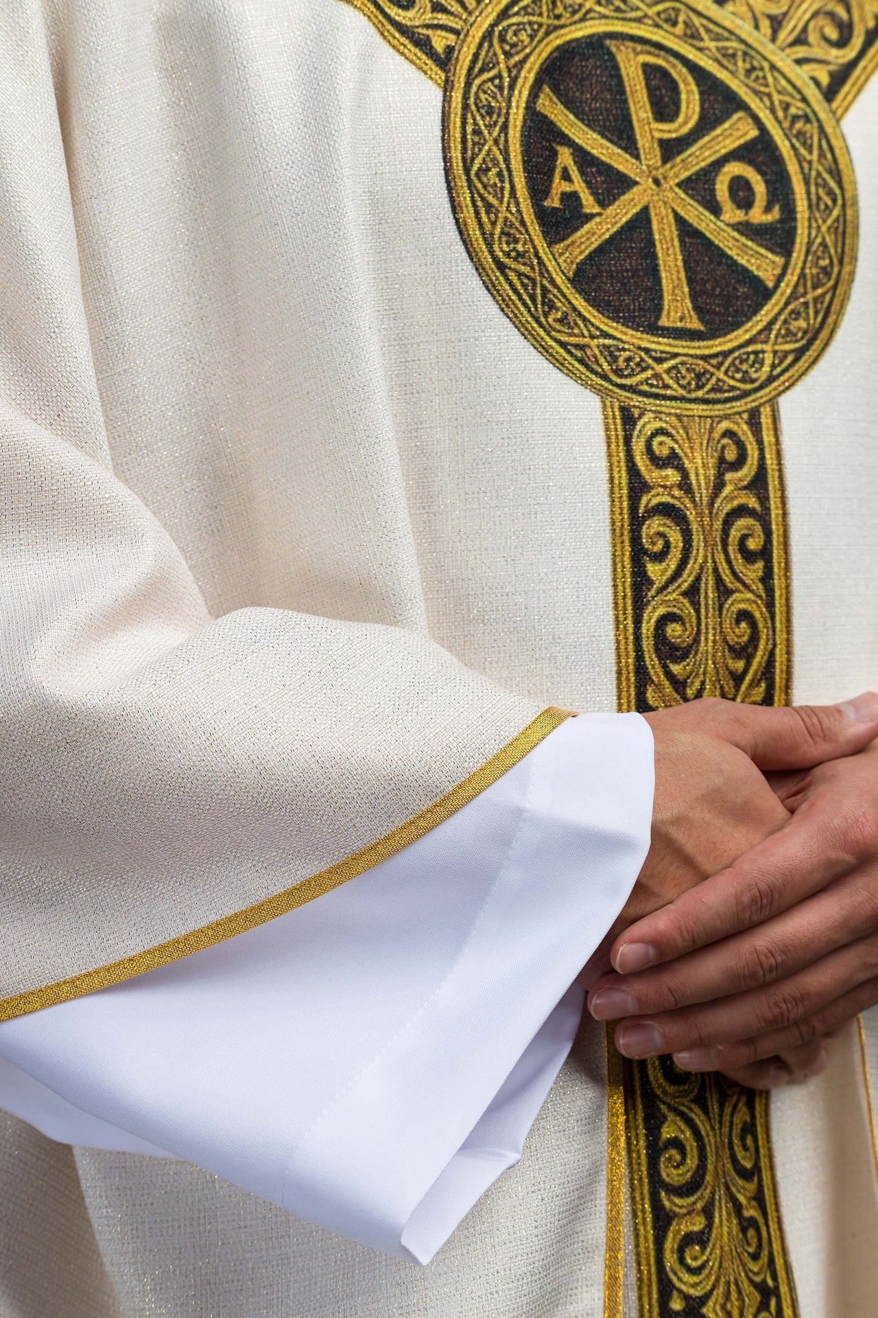 Printed Chasuble “Pax” Ecru with Rich Gold Ornamentation - Image 3